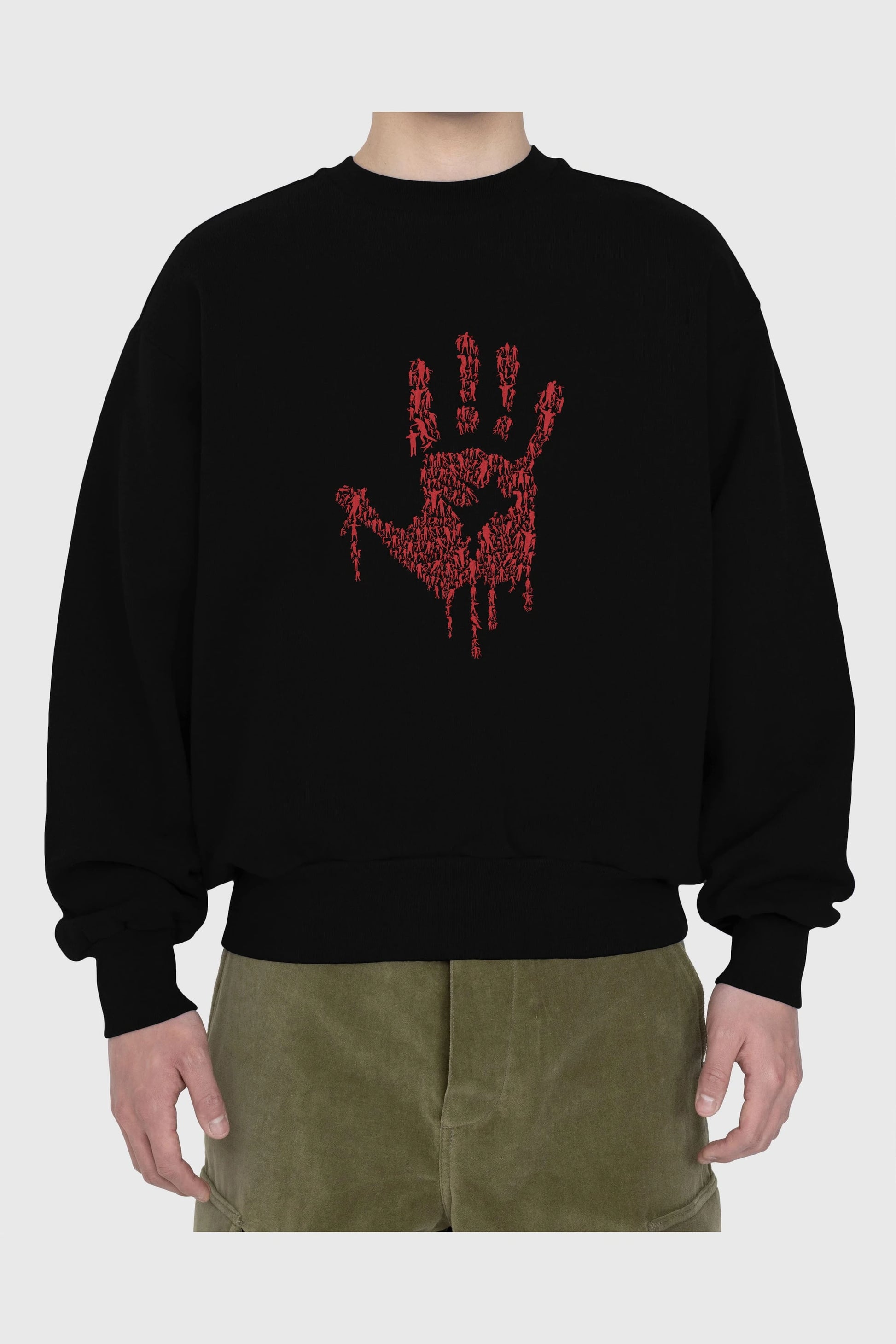 Hand Of Zombies Ön Baskılı Oversize Sweatshirt Erkek Kadın Unisex