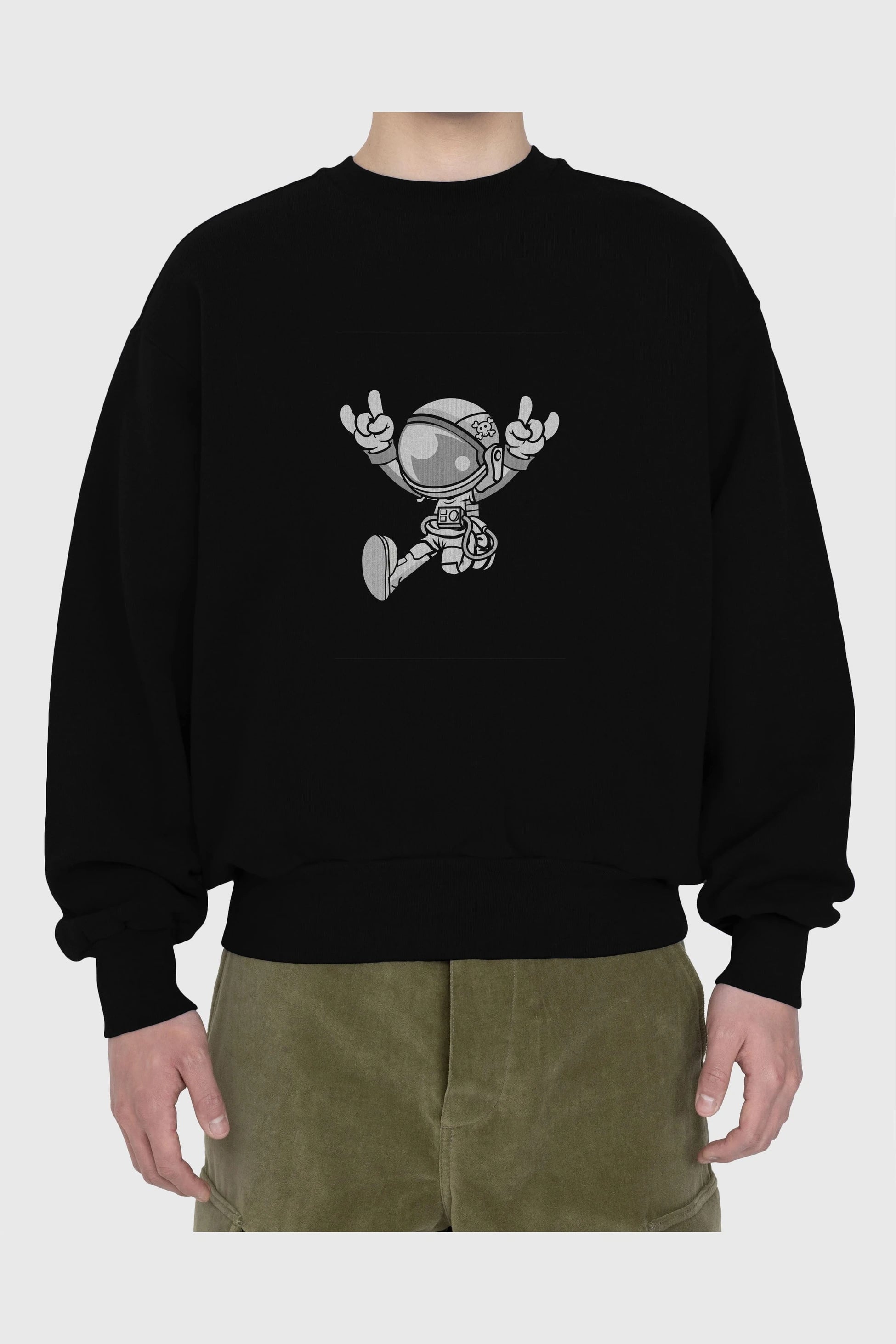 Astronaut Metal Ön Baskılı Oversize Sweatshirt Erkek Kadın Unisex
