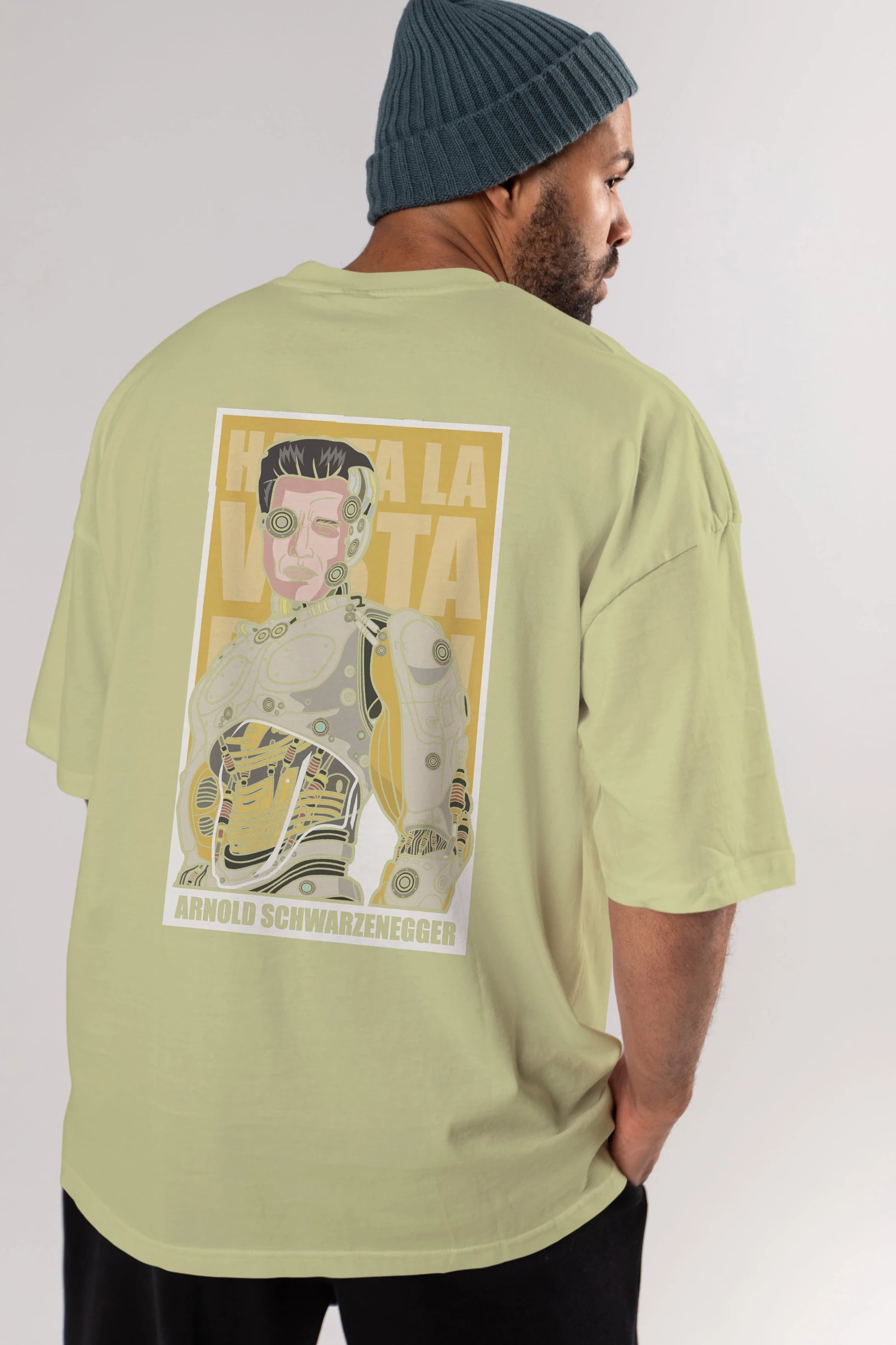 Arnold Robot Human Arka Baskılı Oversize t-shirt Erkek Kadın Unisex %100 Pamuk tişort