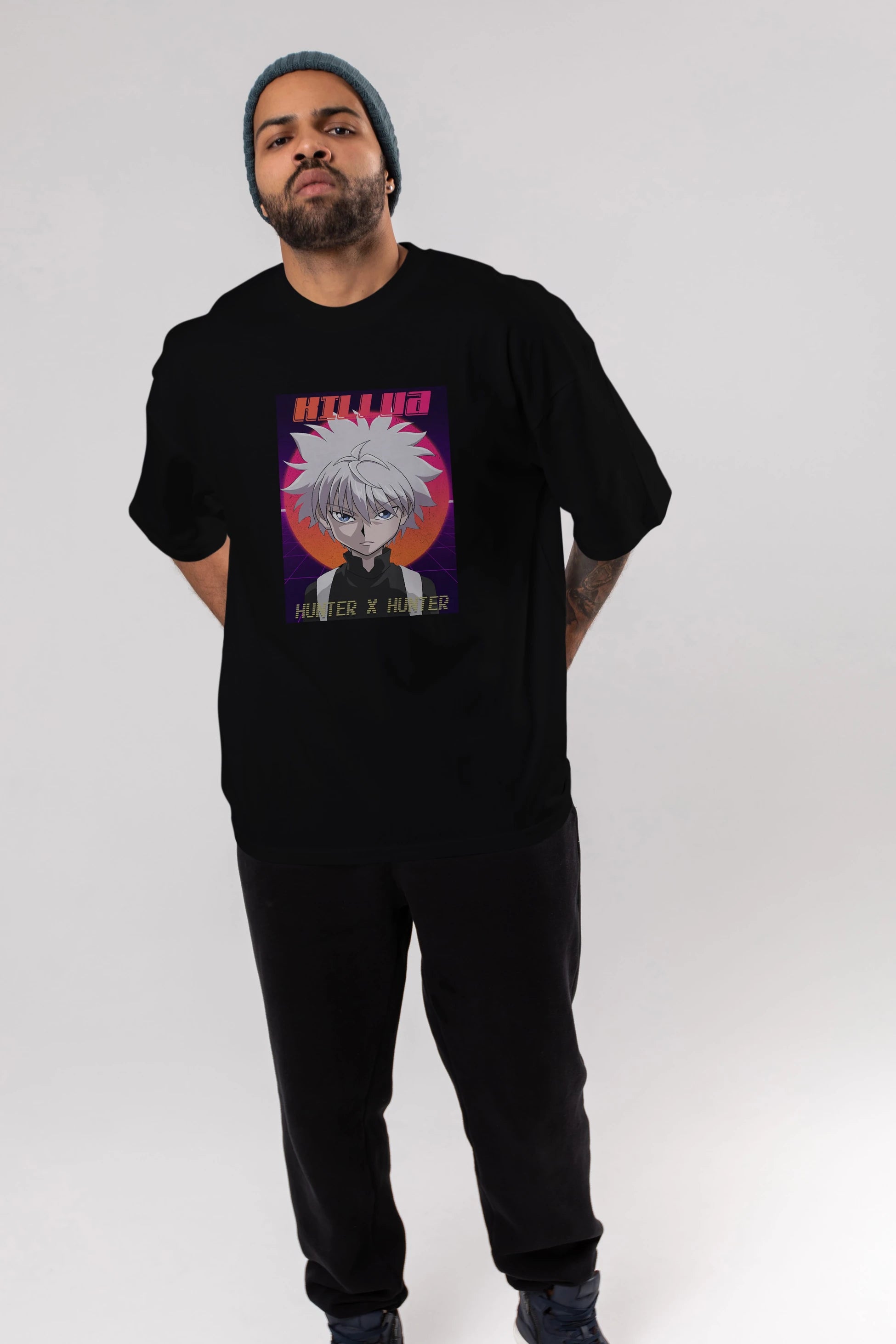 Killua Zoldyck 12 1 Anime Ön Baskılı Oversize t-shirt %100 pamuk Erkek Kadın Unisex