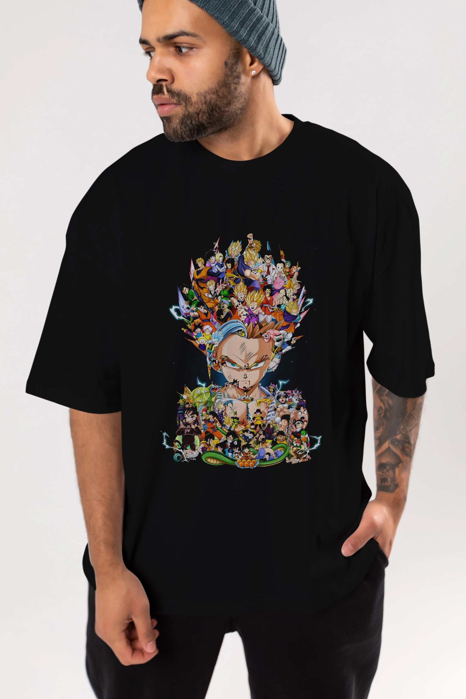 DRAGON BALL ART (2) Anime Ön Baskılı Oversize t-shirt %100 pamuk Erkek Kadın Unisex