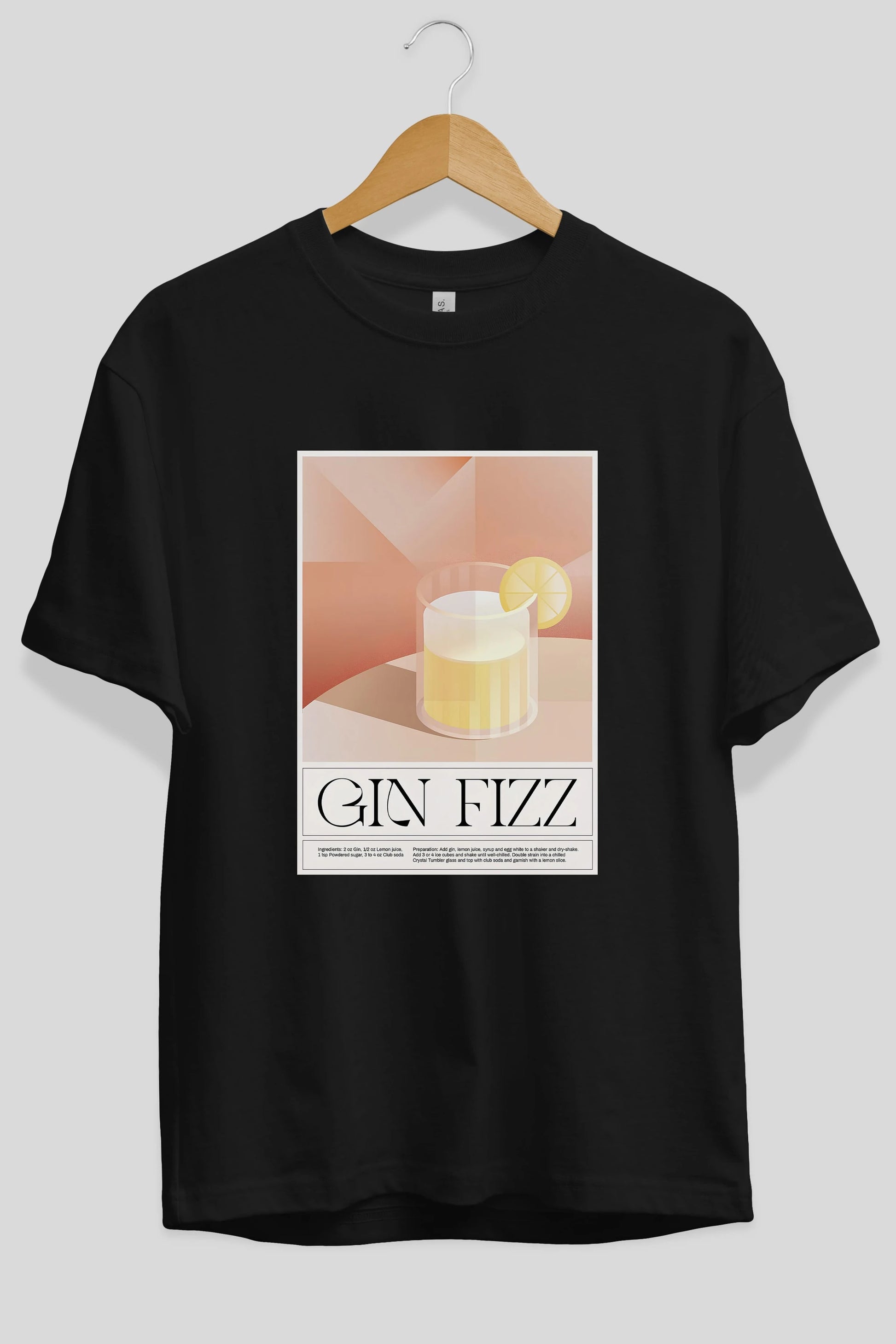 Gin Fizz Ön Baskılı Oversize t-shirt Erkek Kadın Unisex %100 Pamuk Bisiklet Yaka tişort