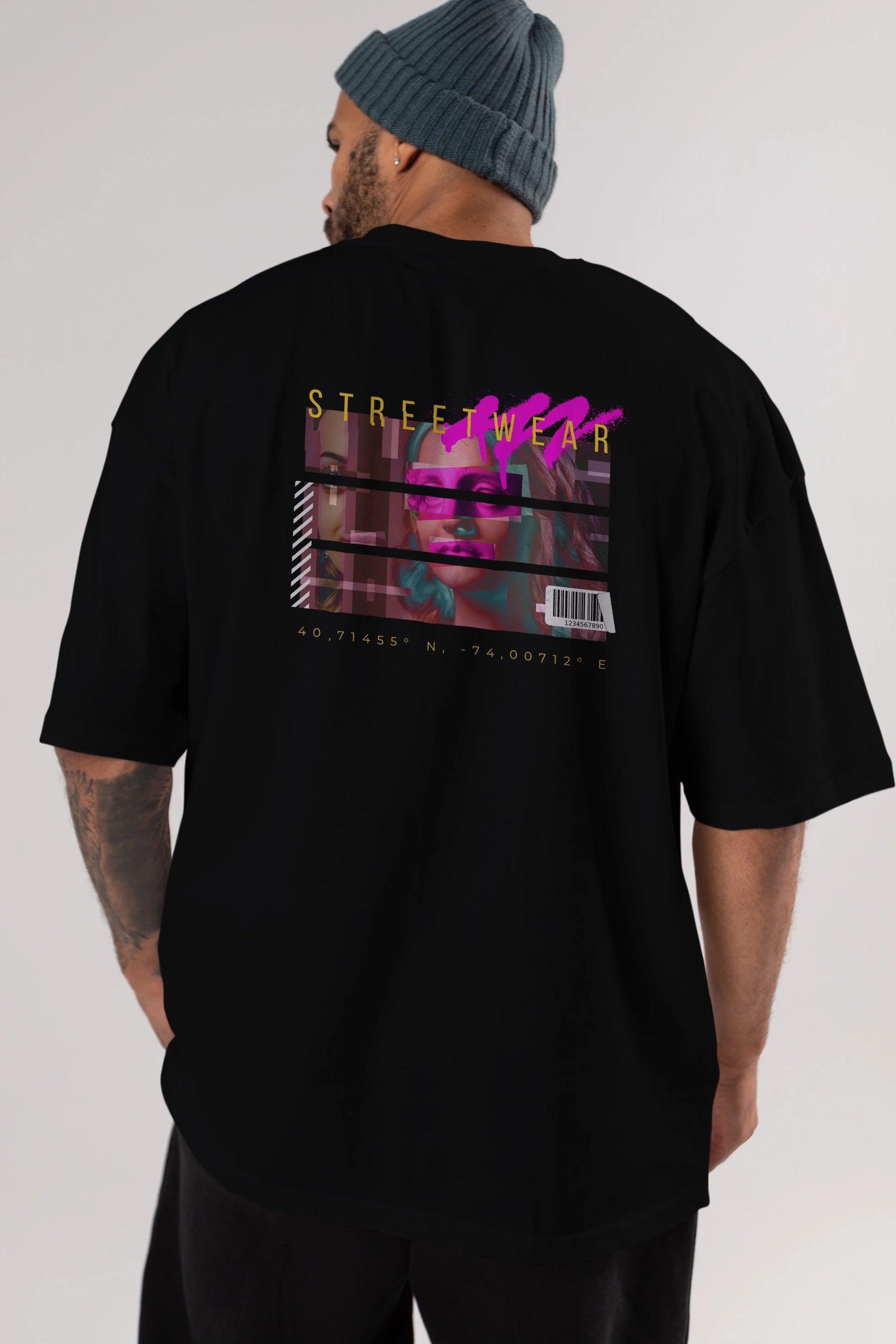 Futuristic Streetwear 2 Arka Baskılı Oversize t-shirt Erkek Kadın Unisex
