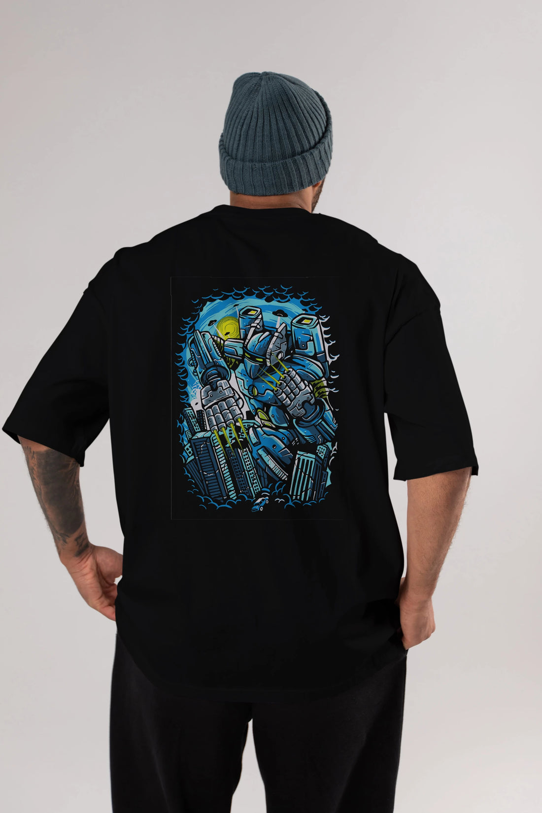 Destroy The City Arka Baskılı Oversize t-shirt Erkek Kadın Unisex %100 Pamuk