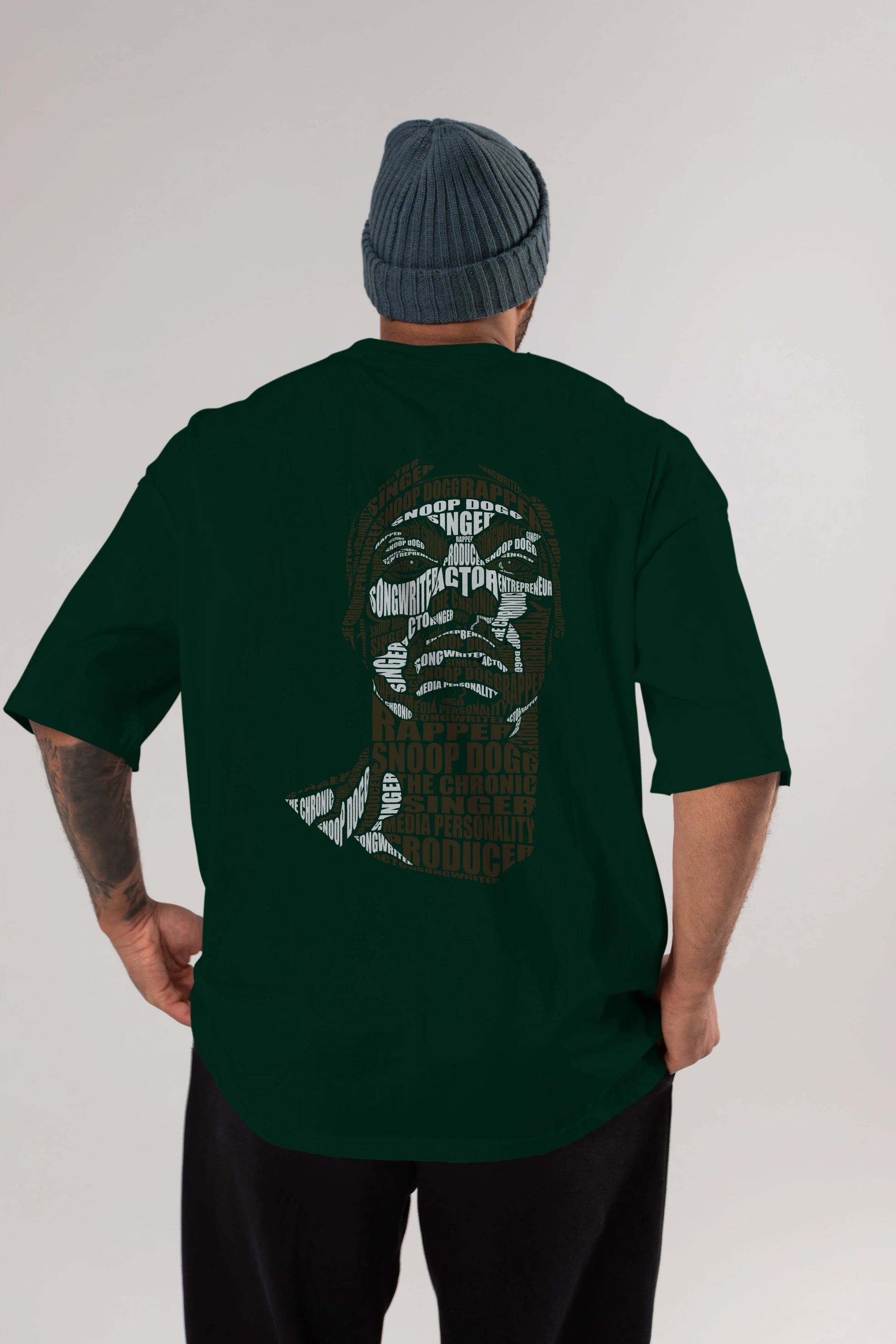 Snoop Dogg Calligram Arka Baskılı Oversize t-shirt %100 pamuk Erkek Kadın Unisex