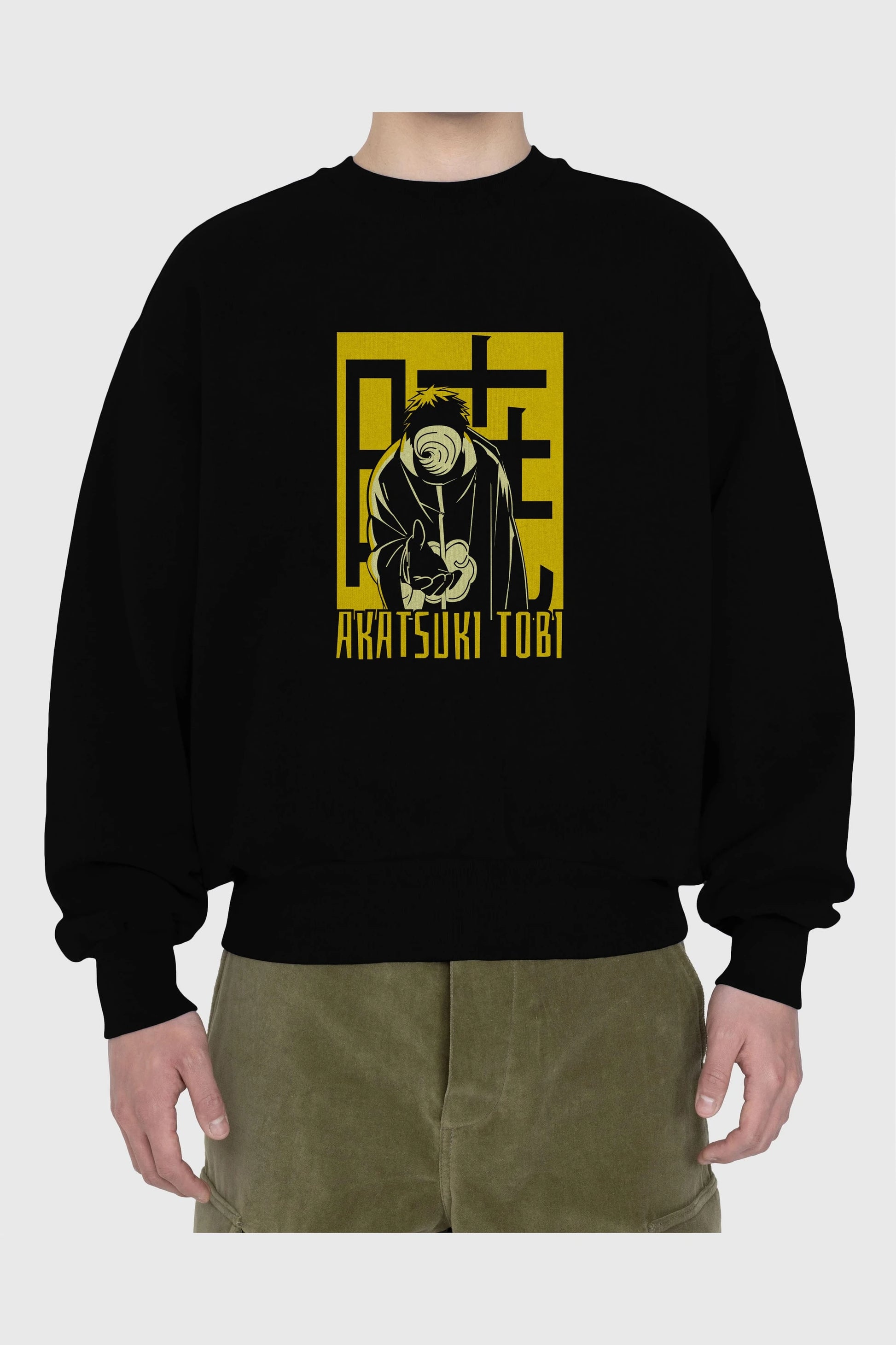 AKATSUKI OBITO NARUTO Anime Ön Baskılı Oversize Sweatshirt Erkek Kadın Unisex