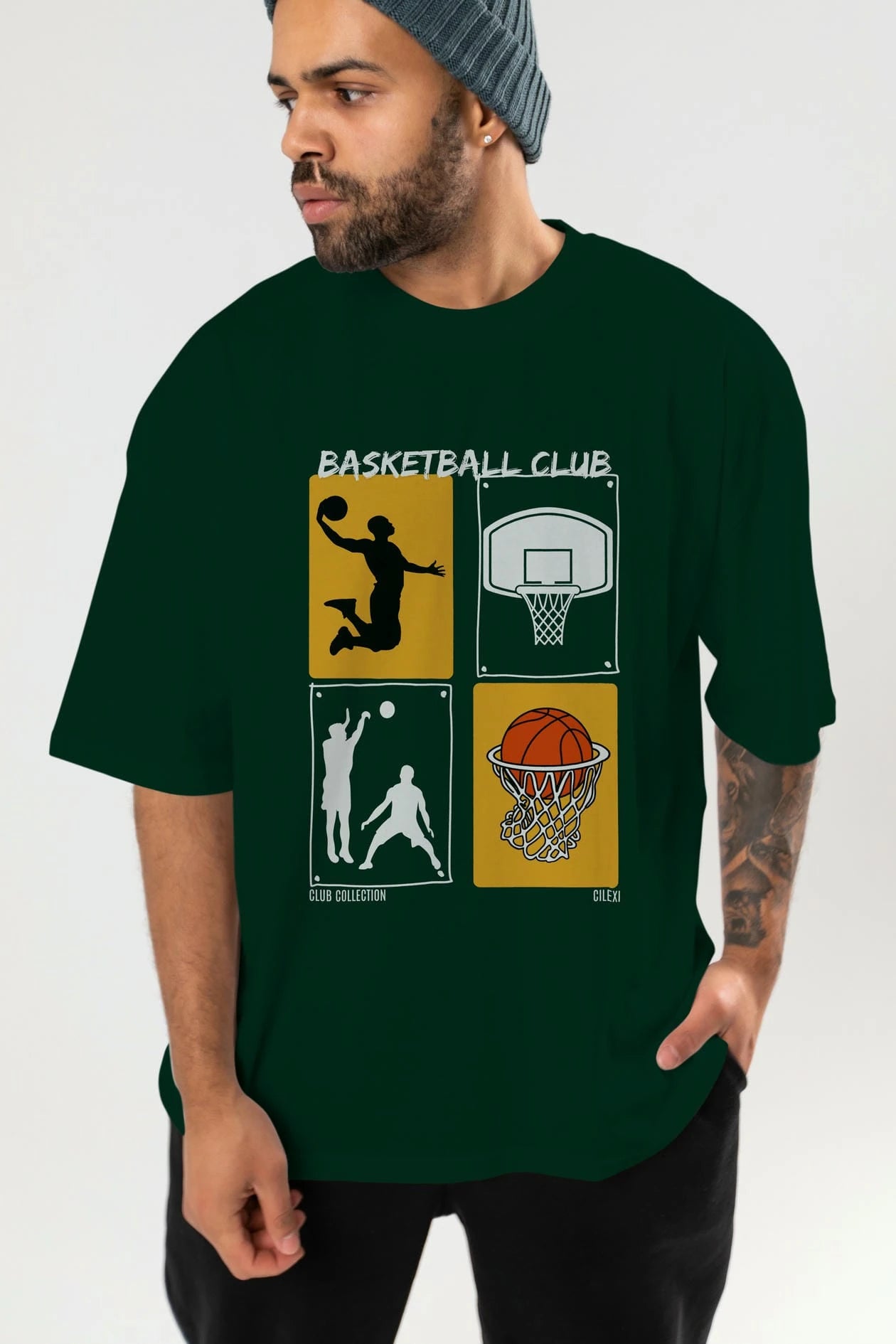 Basketball Club ön Baskılı Oversize t-shirt Erkek Kadın %100 Pamuk Bisiklet Yaka tişort