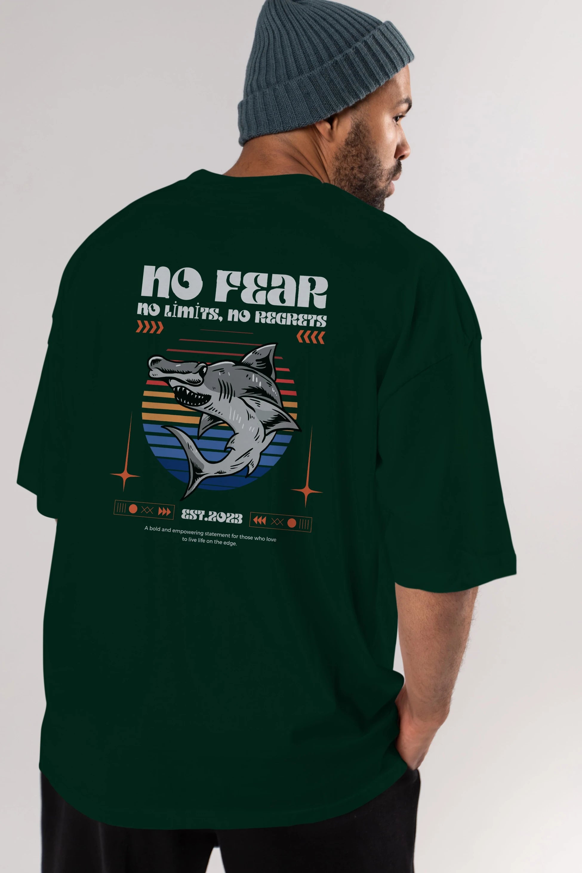 No Fear Yazılı Arka Baskılı Oversize t-shirt Erkek Kadın Unisex