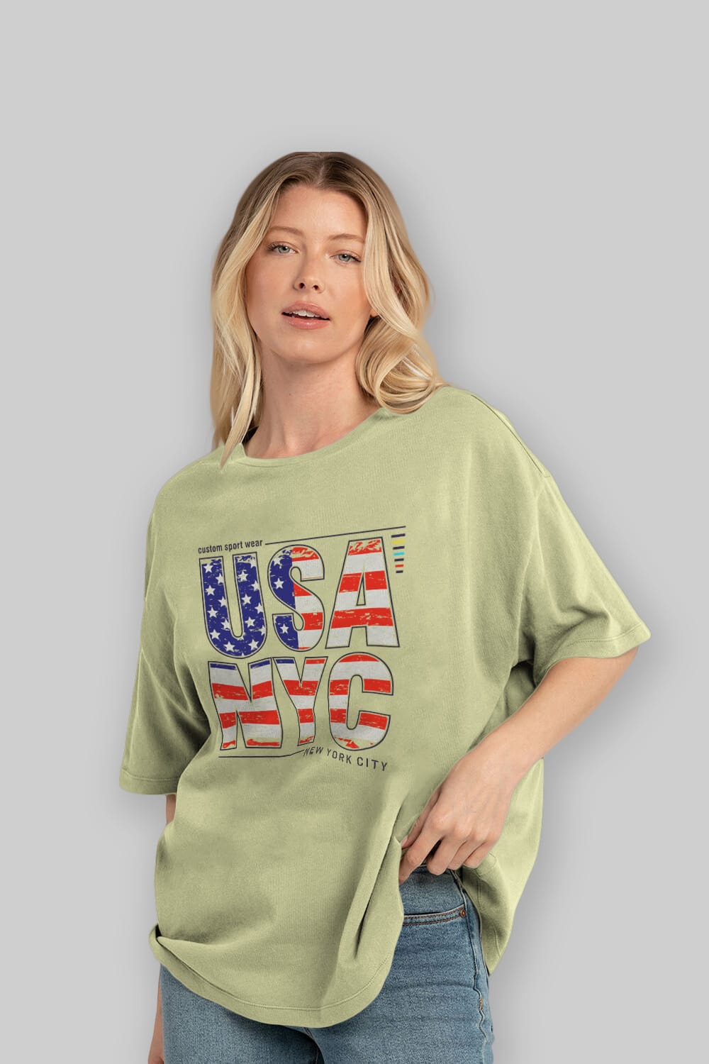 Usa NYC Ön Baskılı Oversize t-shirt Erkek Kadın Unisex