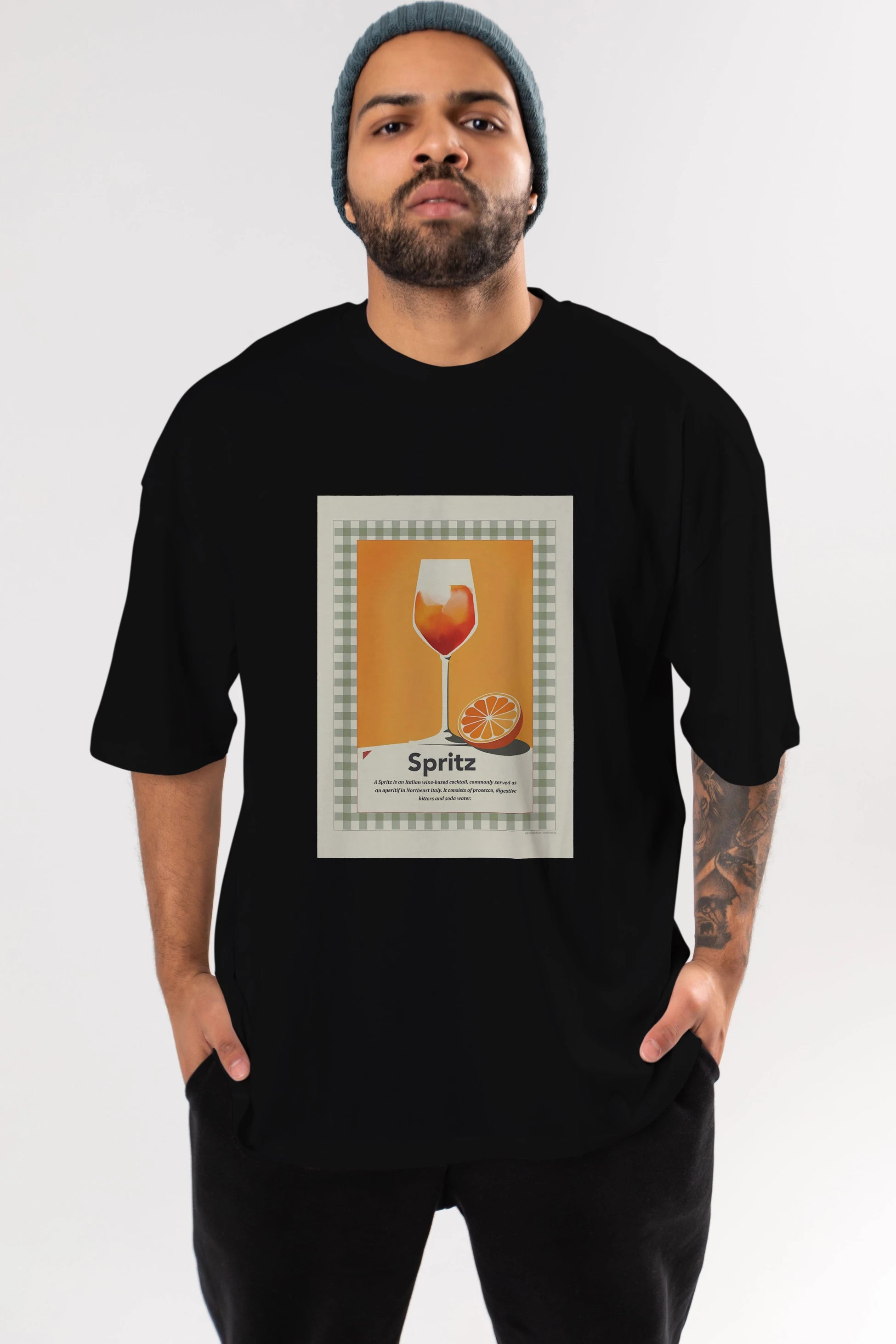 Aperol Spritz 5 Ön Baskılı Oversize t-shirt Erkek Kadın Unisex %100 Pamuk Bisiklet Yaka tişort
