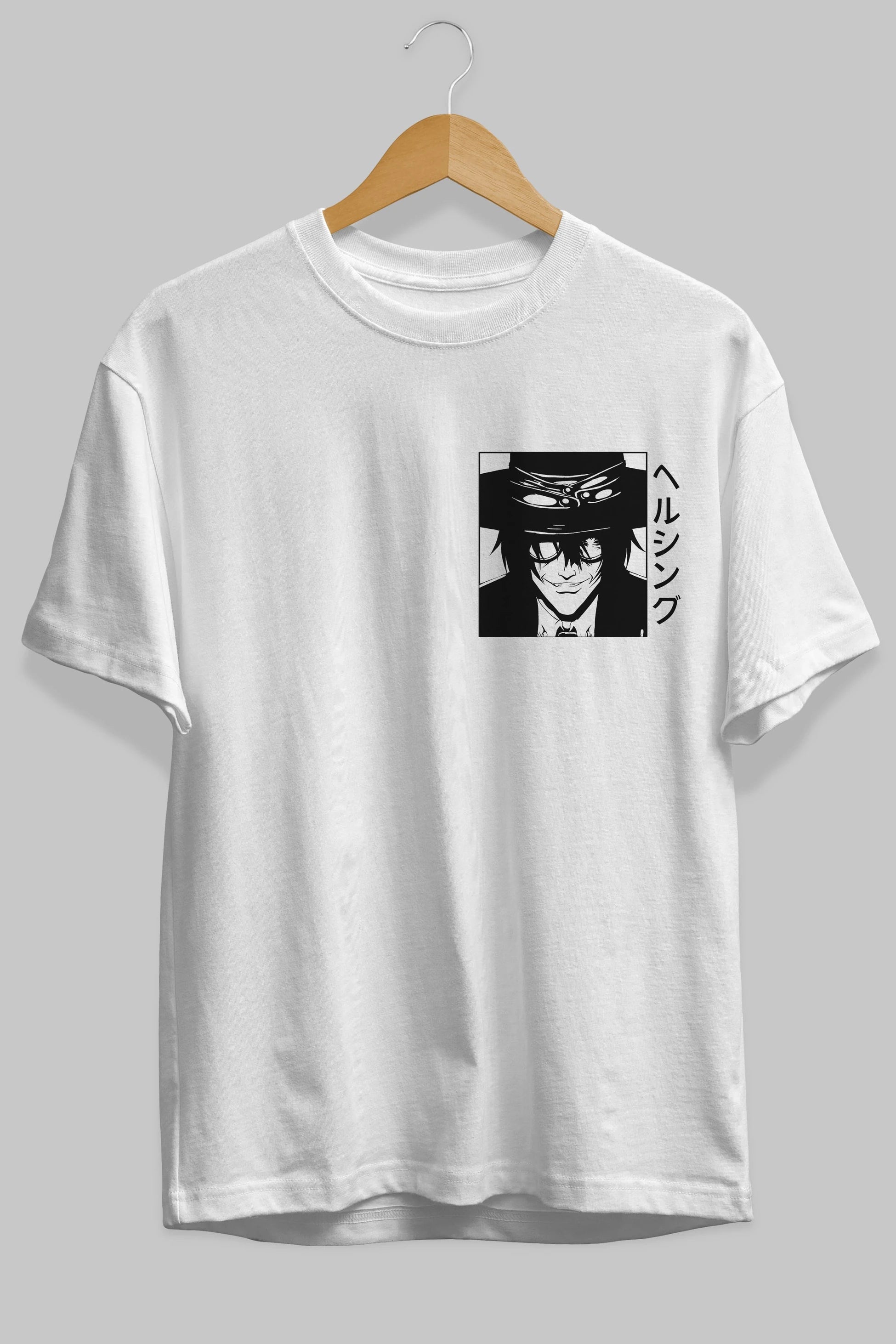 Alucard 1 Ön Sol Baskılı Oversize t-shirt Erkek Kadın Unisex %100 Pamuk Bisiklet Yaka tişort