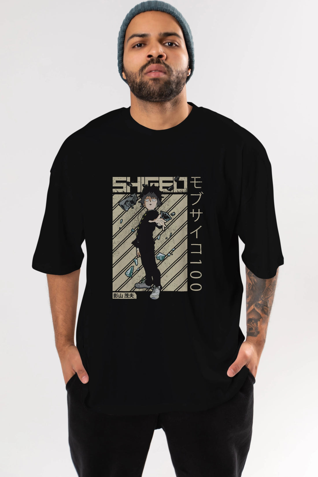 Shigeo Kageyama 3 Anime Ön Baskılı Oversize t-shirt %100 pamuk Erkek Kadın Unisex