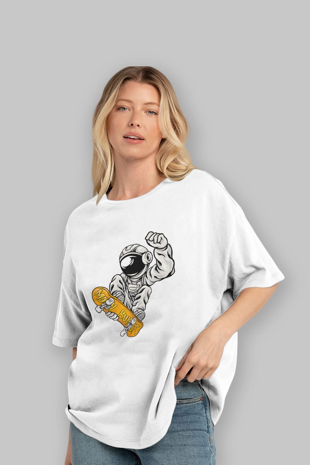 Moon Runner Ön Baskılı Oversize t-shirt Erkek Kadın Unisex