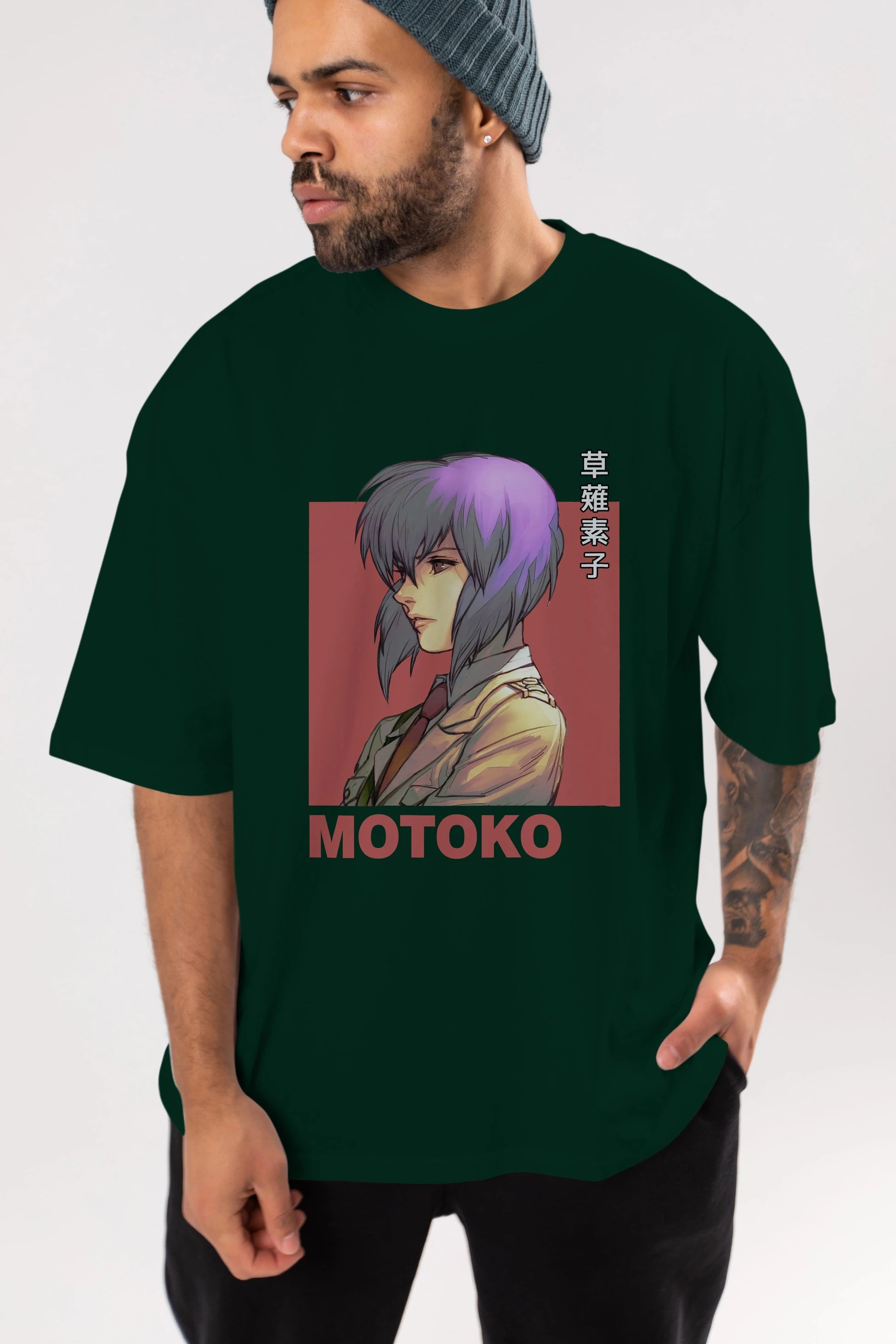 Motoko Kusanagi 12 Anime Ön Baskılı Oversize t-shirt %100 pamuk Erkek Kadın Unisex