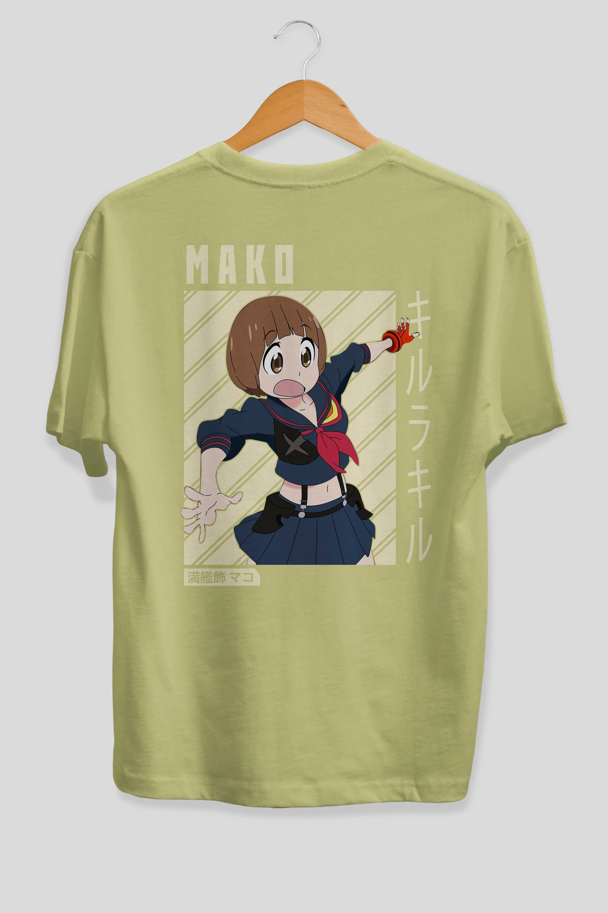Mako Mankanshoku 1 Anime Arka Baskılı Oversize t-shirt Erkek Kadın Unisex