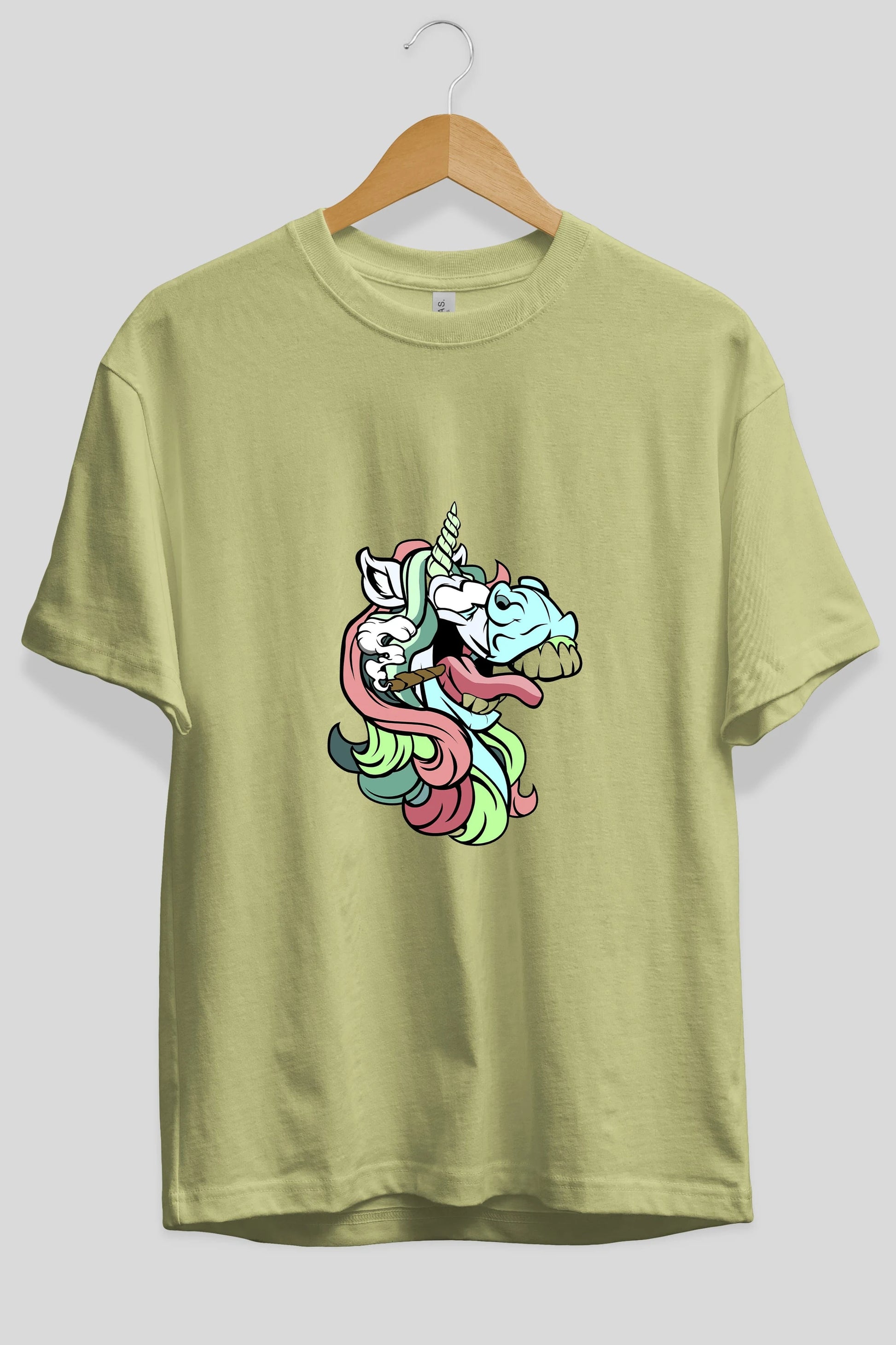 Crazy Unicorn Ön Baskılı Oversize t-shirt Erkek Kadın Unisex %100 Pamuk tişort