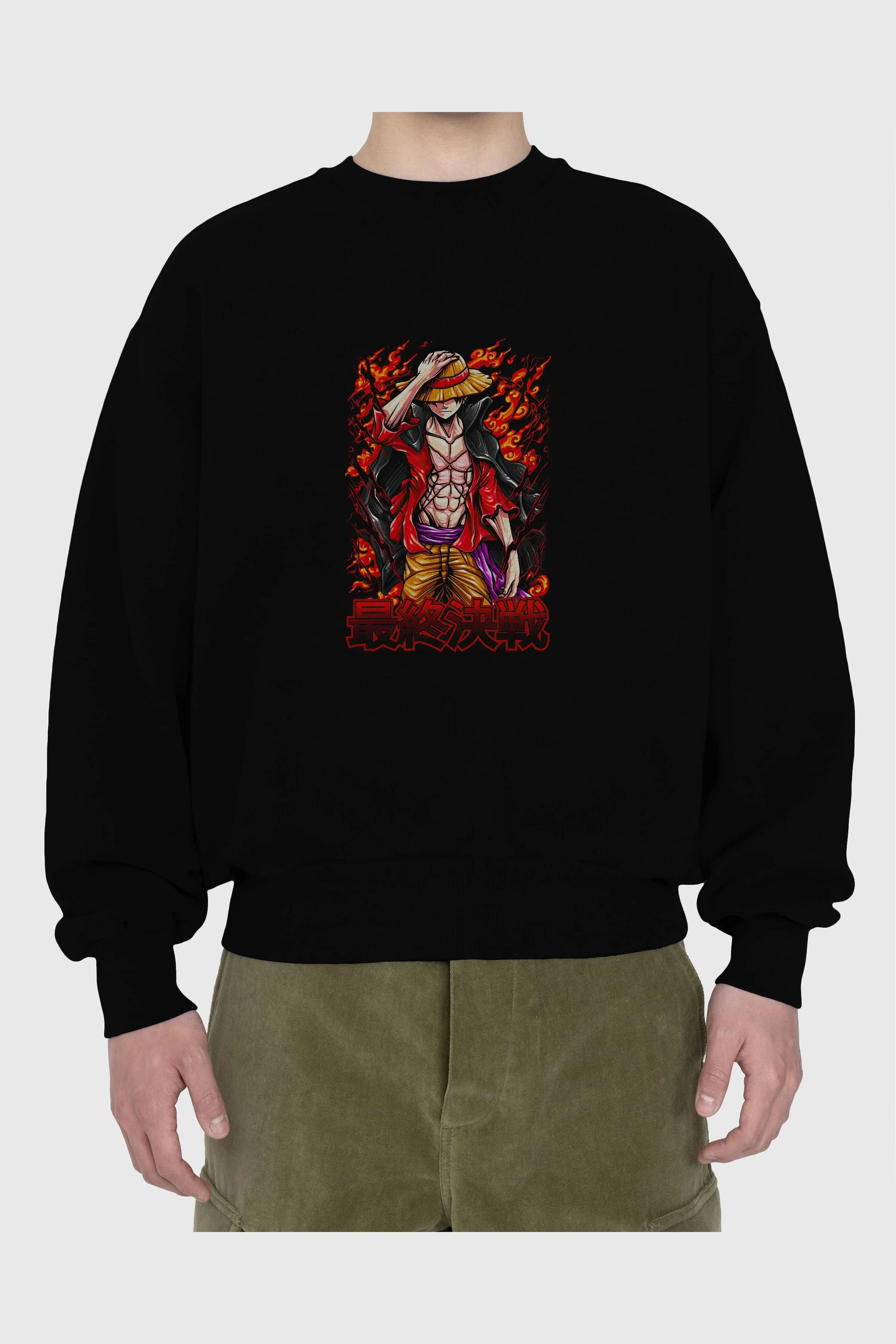 MONKEY D. LUFFY (3) Anime Ön Baskılı Oversize Sweatshirt Erkek Kadın Unisex