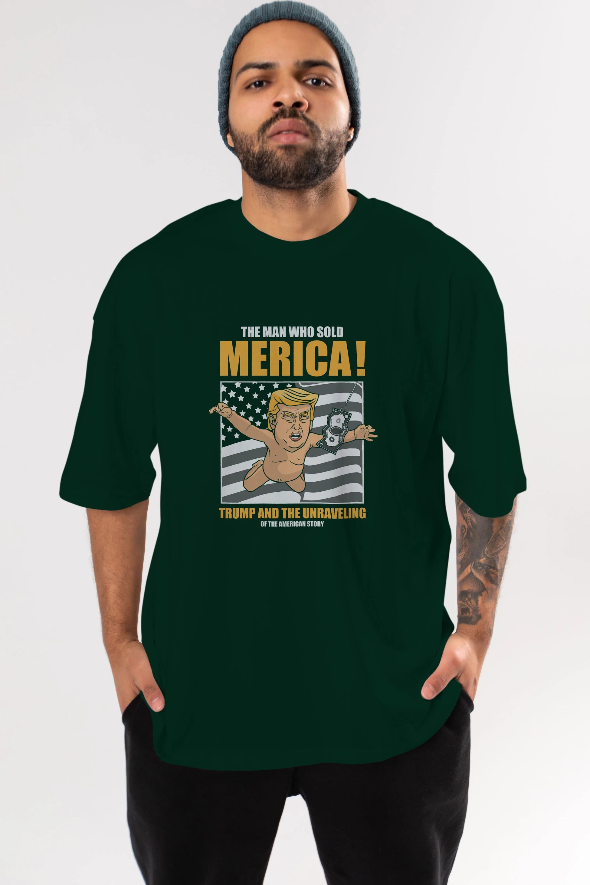 Trump Nirvana Ön Baskılı Oversize t-shirt Erkek Kadın Unisex %100 Pamuk tişort