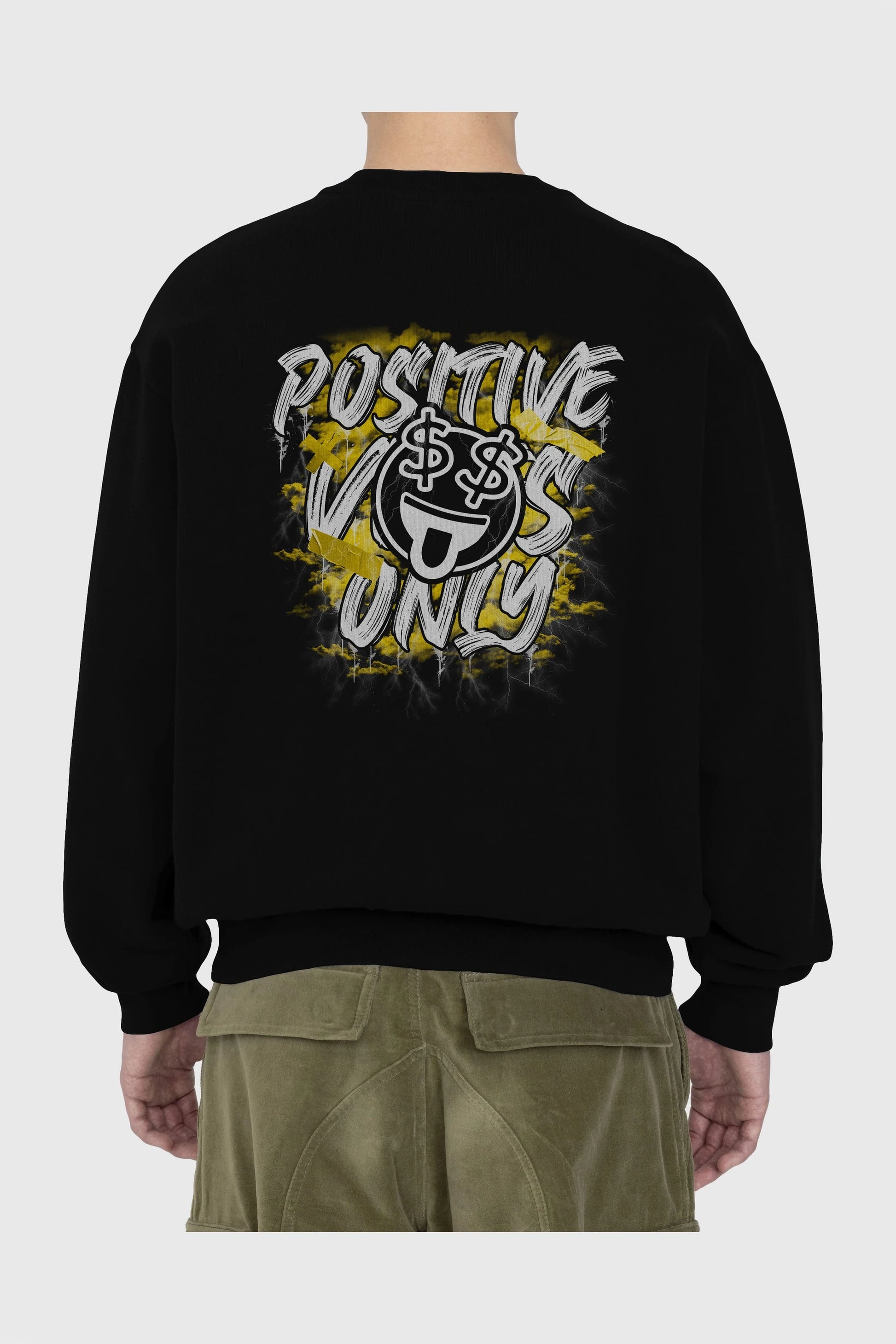 Positive Only Arka Baskılı Oversize Sweatshirt Erkek Kadın Unisex