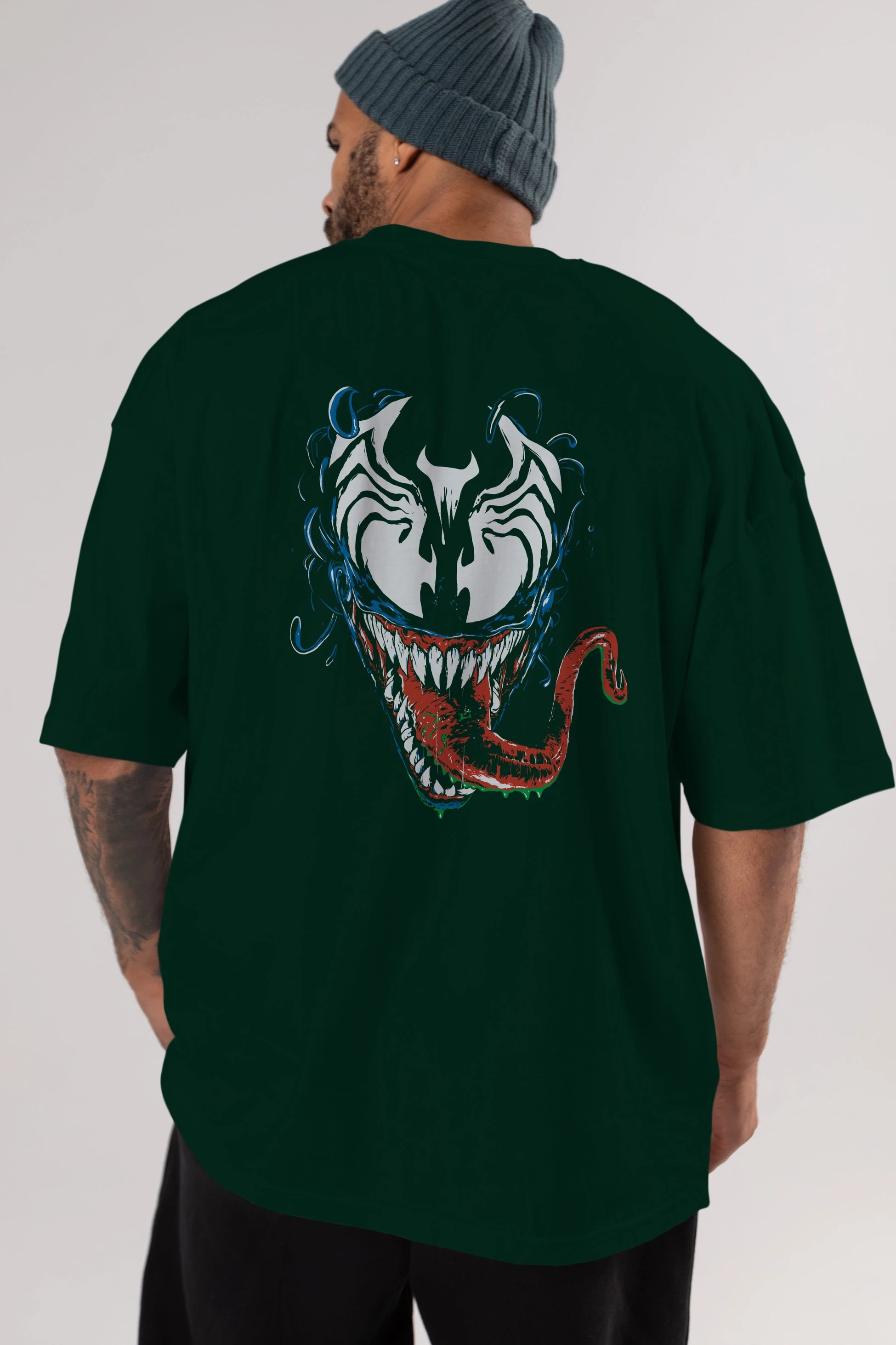 Venom (2) Arka Baskılı Oversize t-shirt Erkek Kadın Unisex %100 Pamuk Bisiklet Yaka tişort