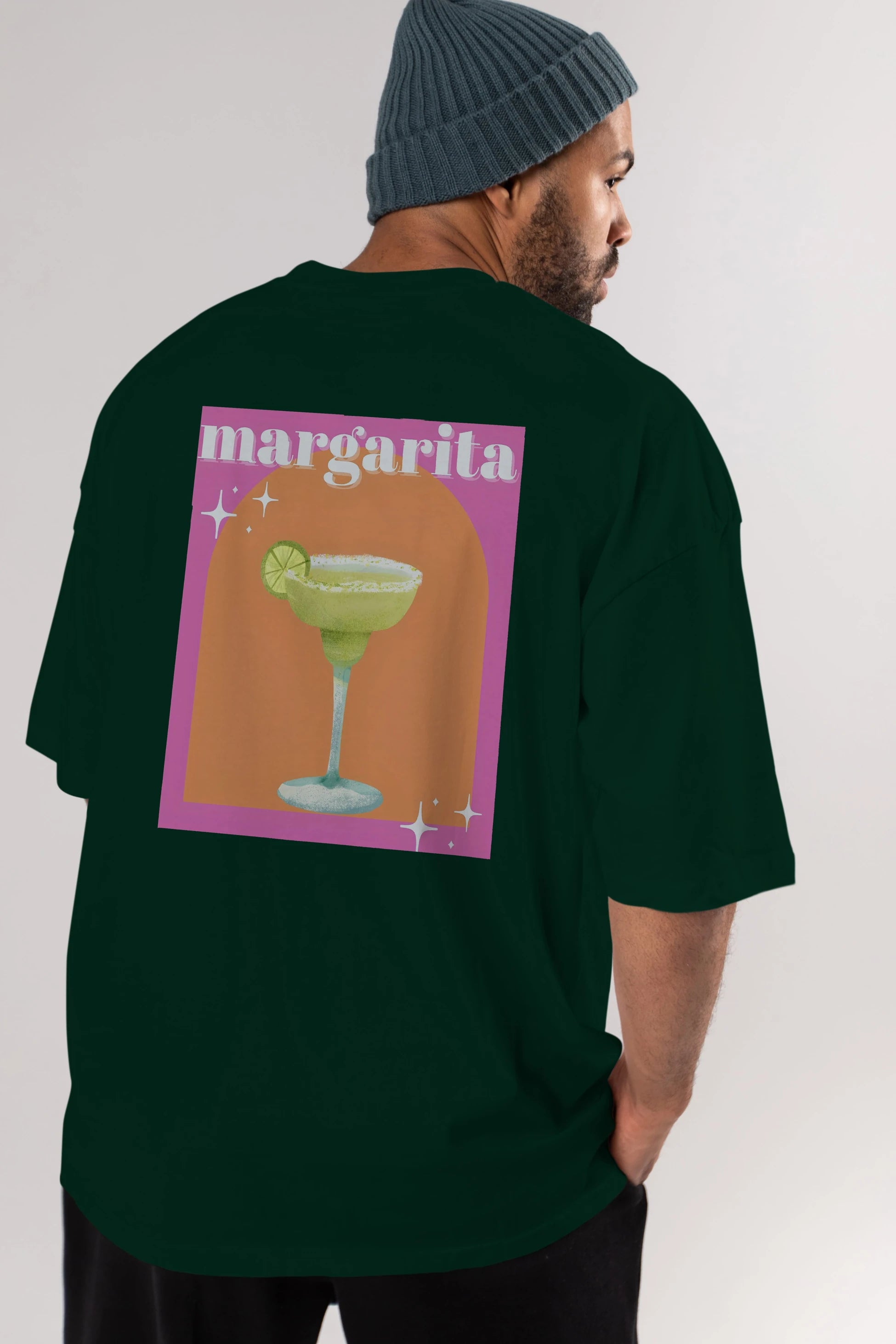 Margarita 7 Arka Baskılı Oversize t-shirt Erkek Kadın Unisex %100 Pamuk Bisiklet Yaka tişort