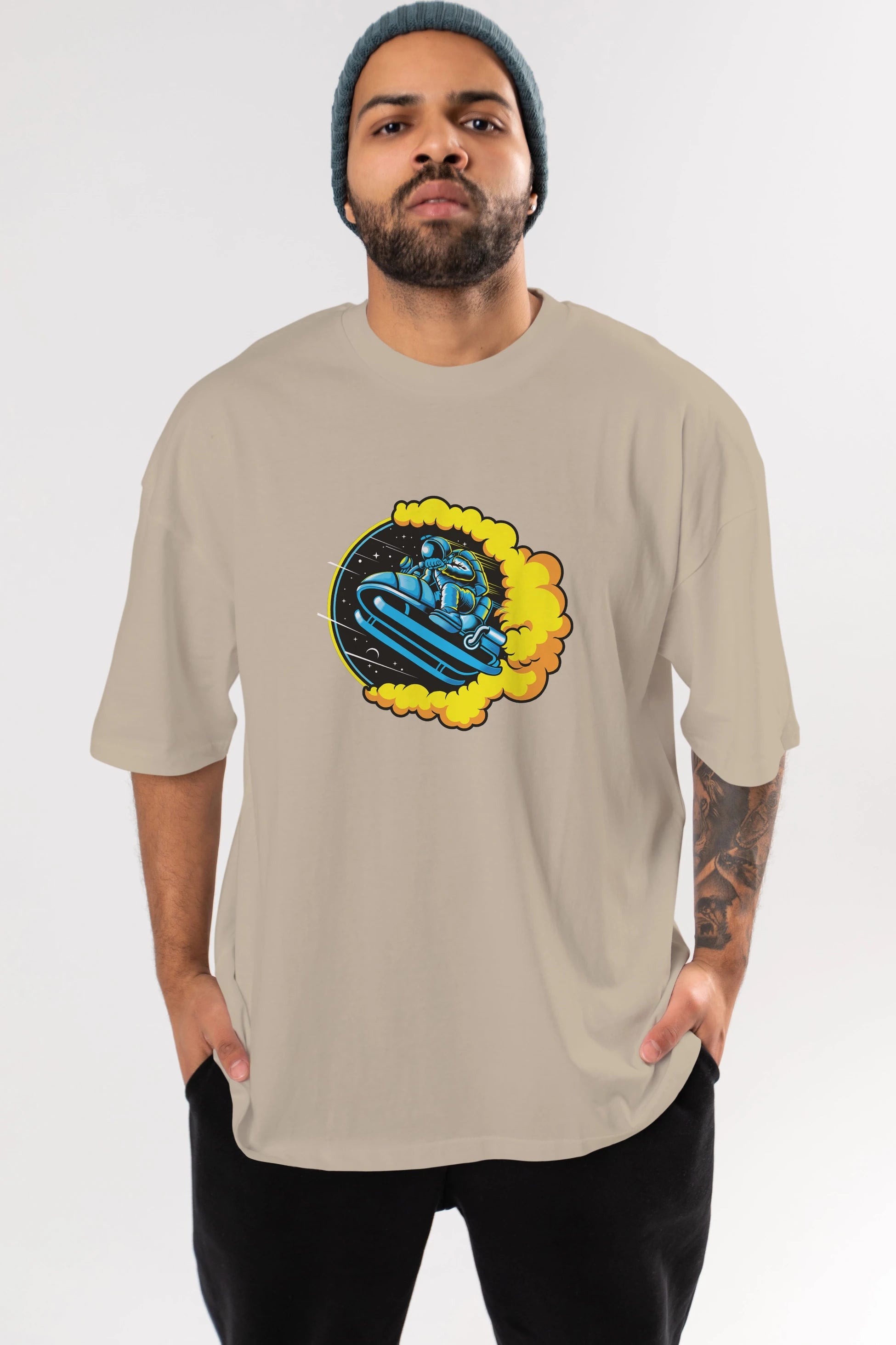 Astrojump with Snowmobile Ön Baskılı Oversize t-shirt Erkek Kadın Unisex