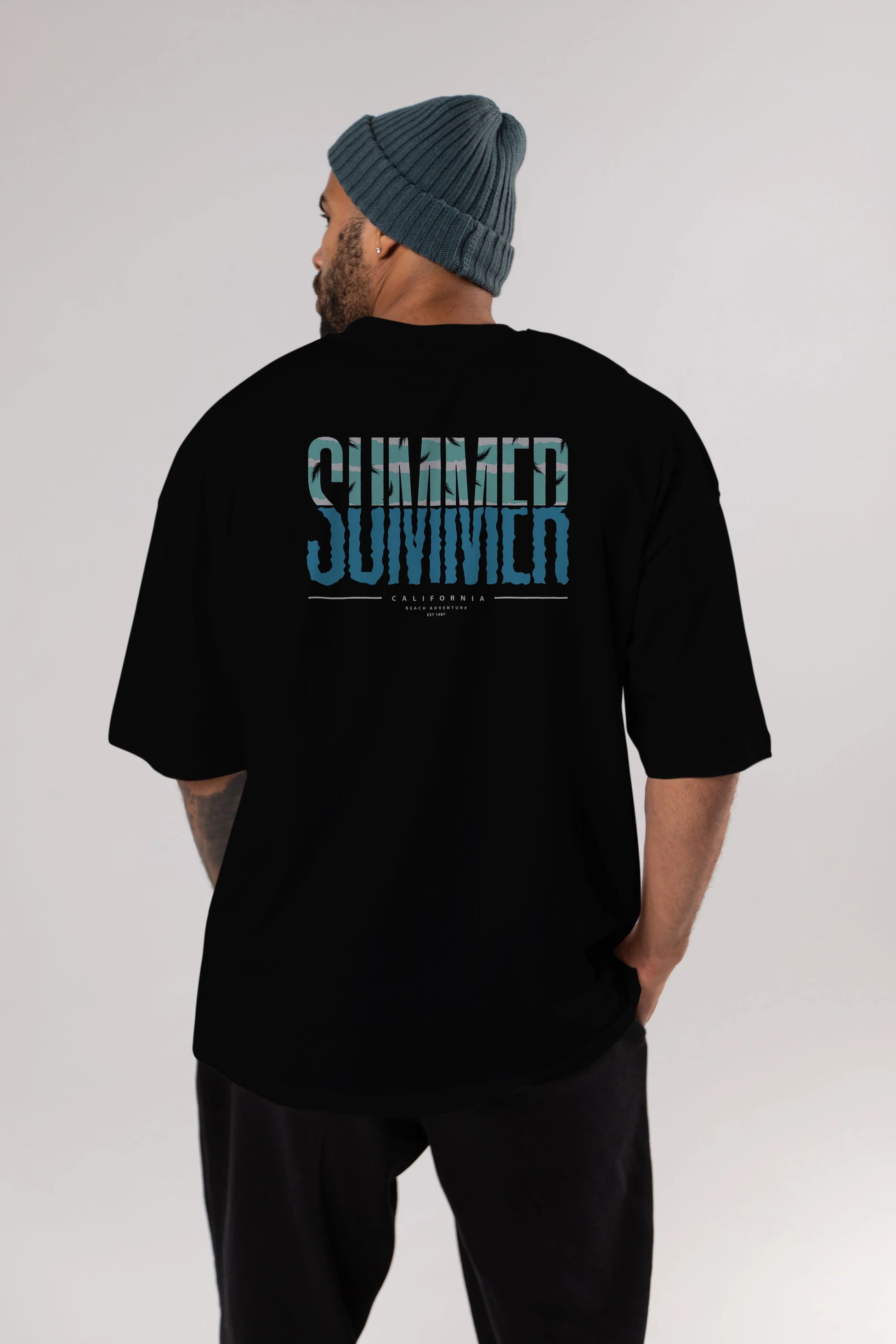 Summer California Arka Baskılı Oversize t-shirt Erkek Kadın Unisex