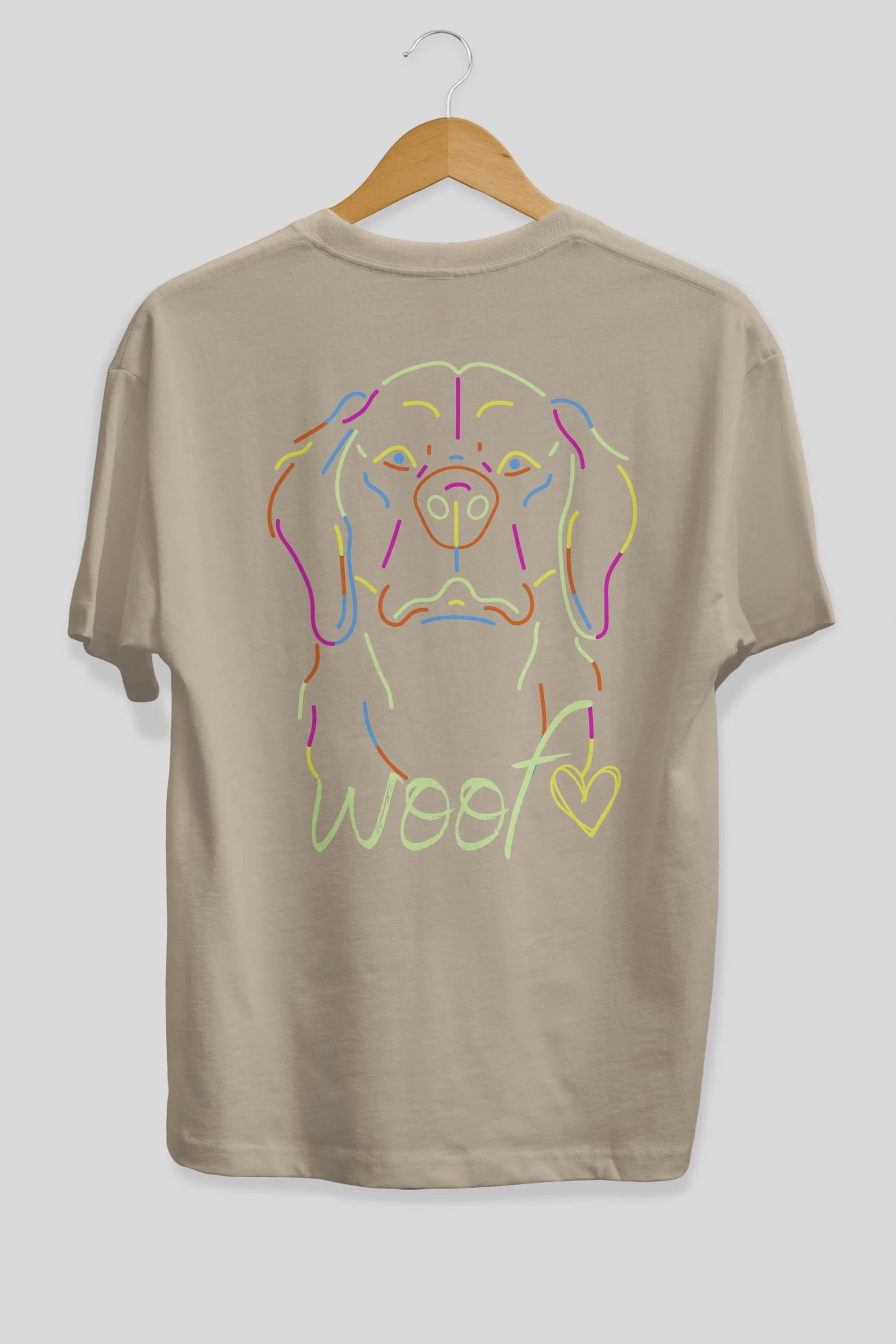 Neon Dog Arka Baskılı Oversize t-shirt Erkek Kadın Unisex