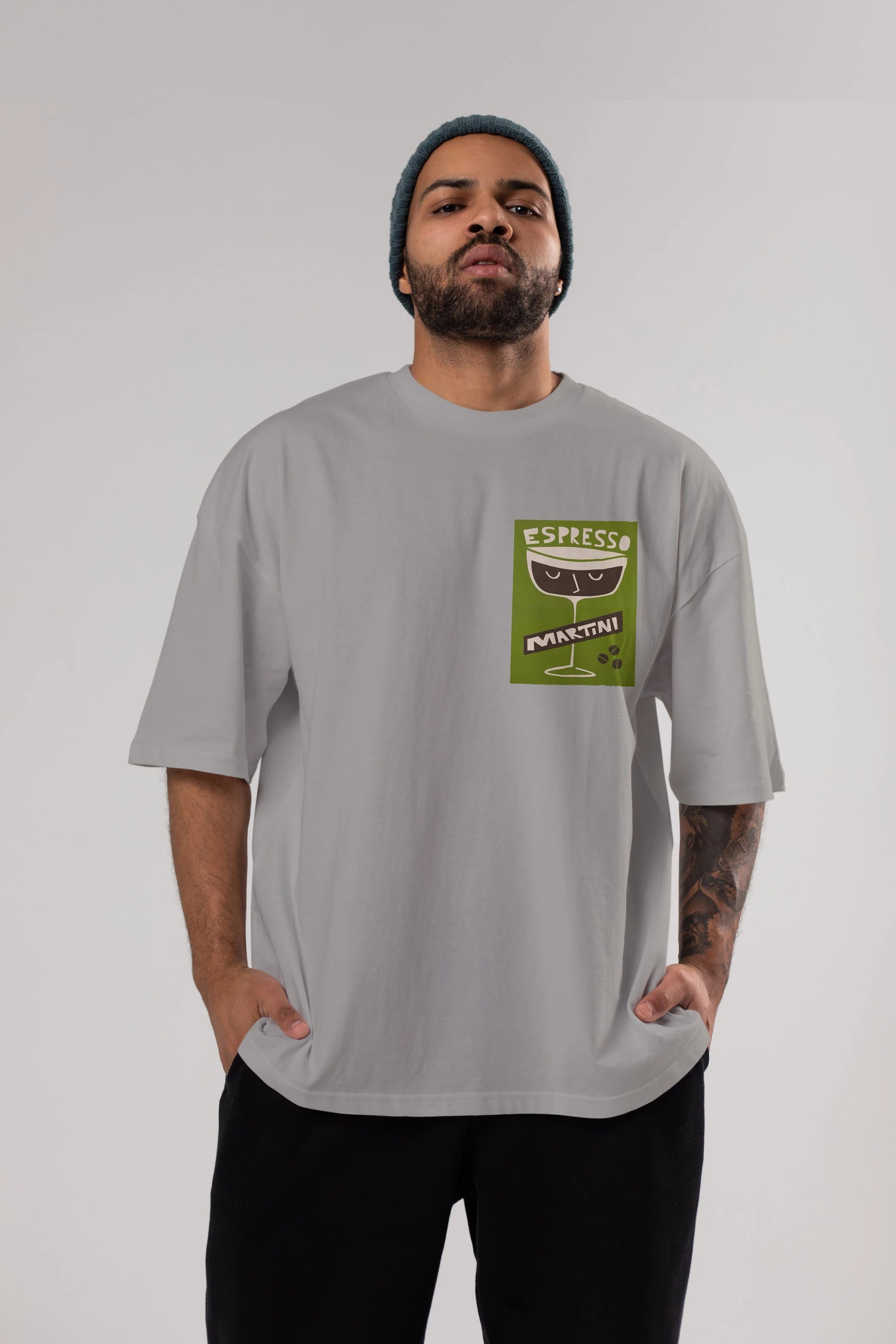 Espresso Martini 2 Ön Sol Baskılı Oversize t-shirt Erkek Kadın Unisex %100 Pamuk Bisiklet Yaka tişort