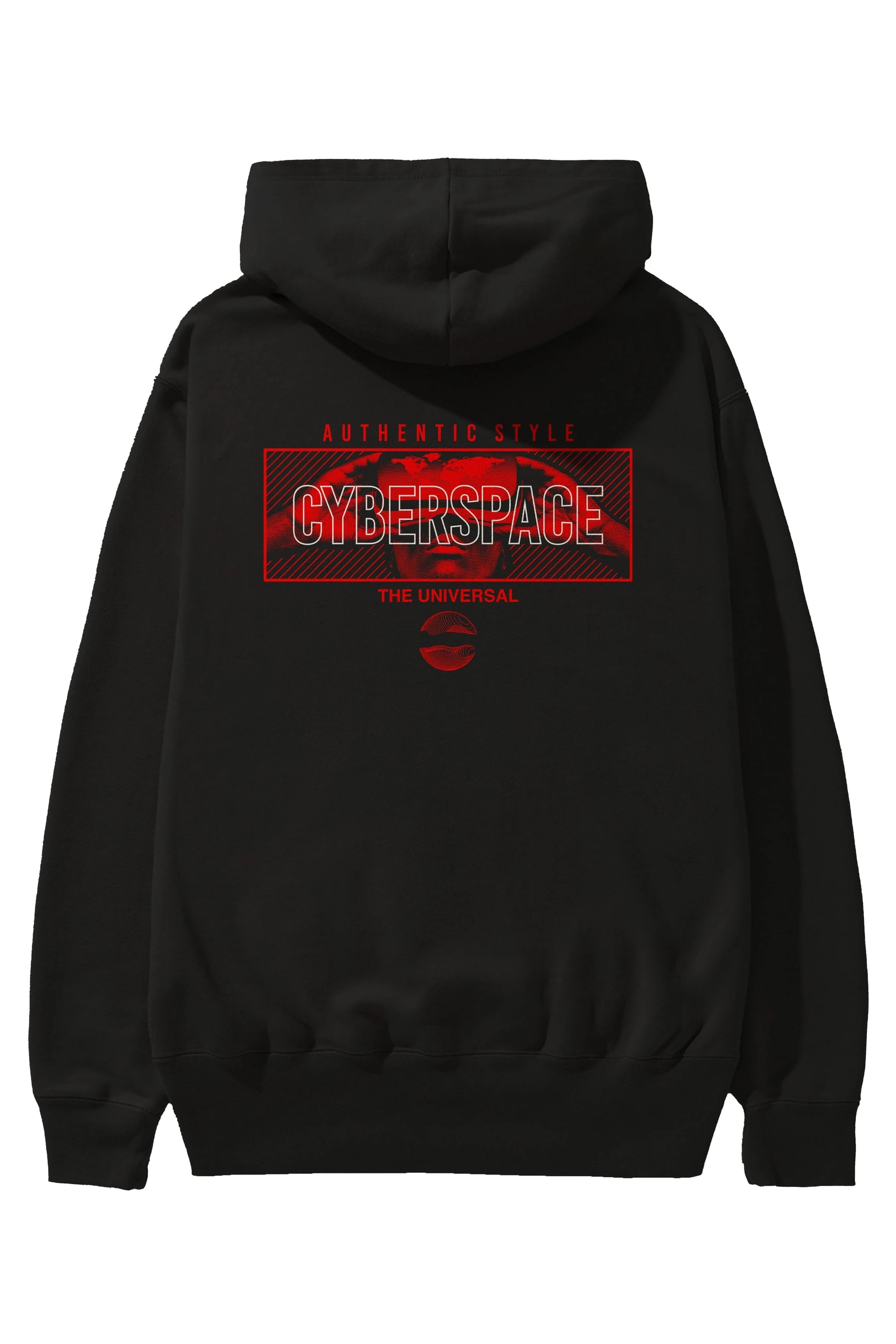 Cyberspace Arka Baskılı Hoodie Oversize Kapüşonlu Sweatshirt Erkek Kadın Unisex