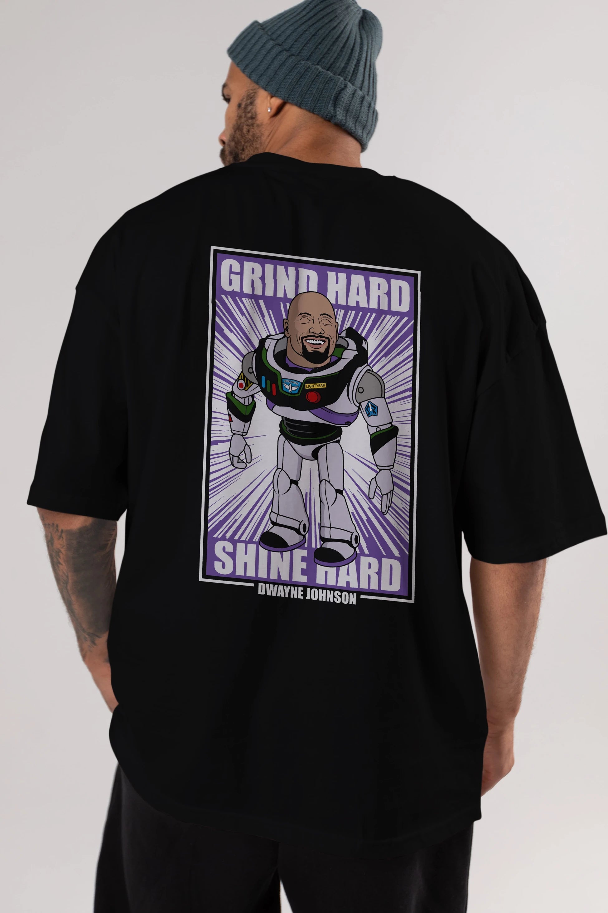 Dwayne Johnson Buzz Lightyear Arka Baskılı Oversize t-shirt Erkek Kadın Unisex %100 Pamuk tişort