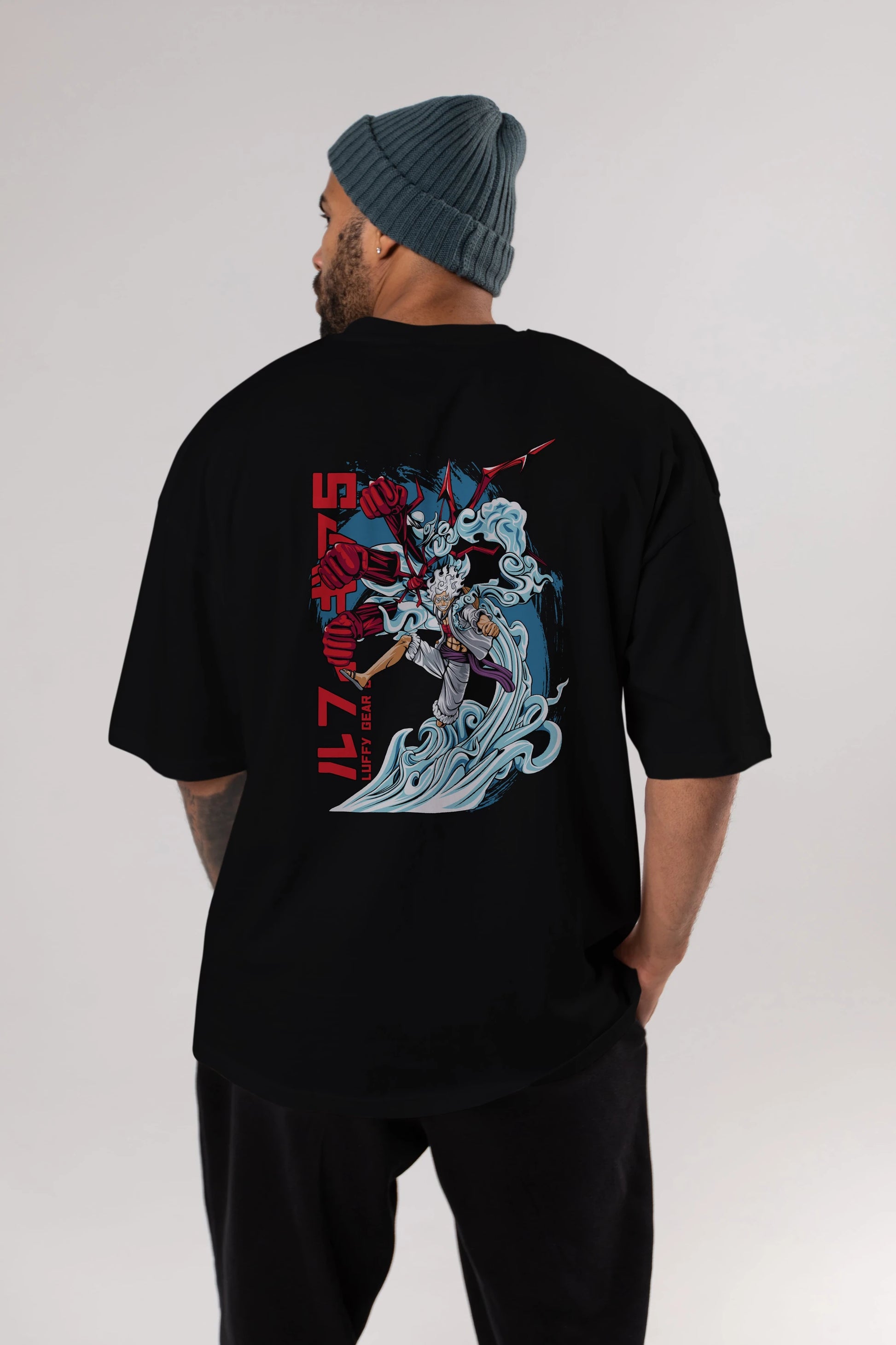 MONKEY D. LUFFY GEAR5 2 Anime Arka Baskılı Oversize t-shirt Erkek Kadın Unisex