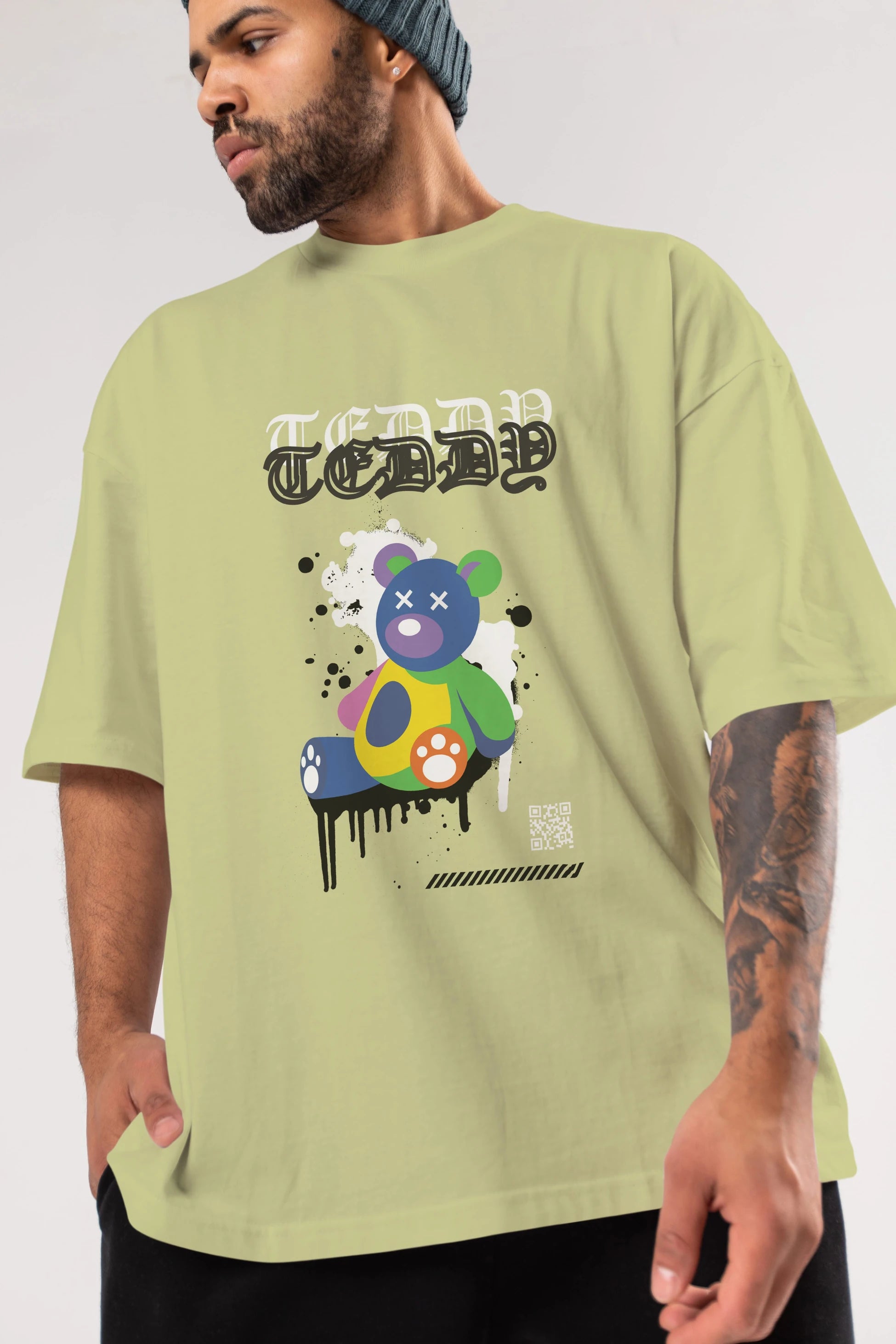 Teddy Bear Ön Baskılı Oversize t-shirt Erkek Kadın Unisex