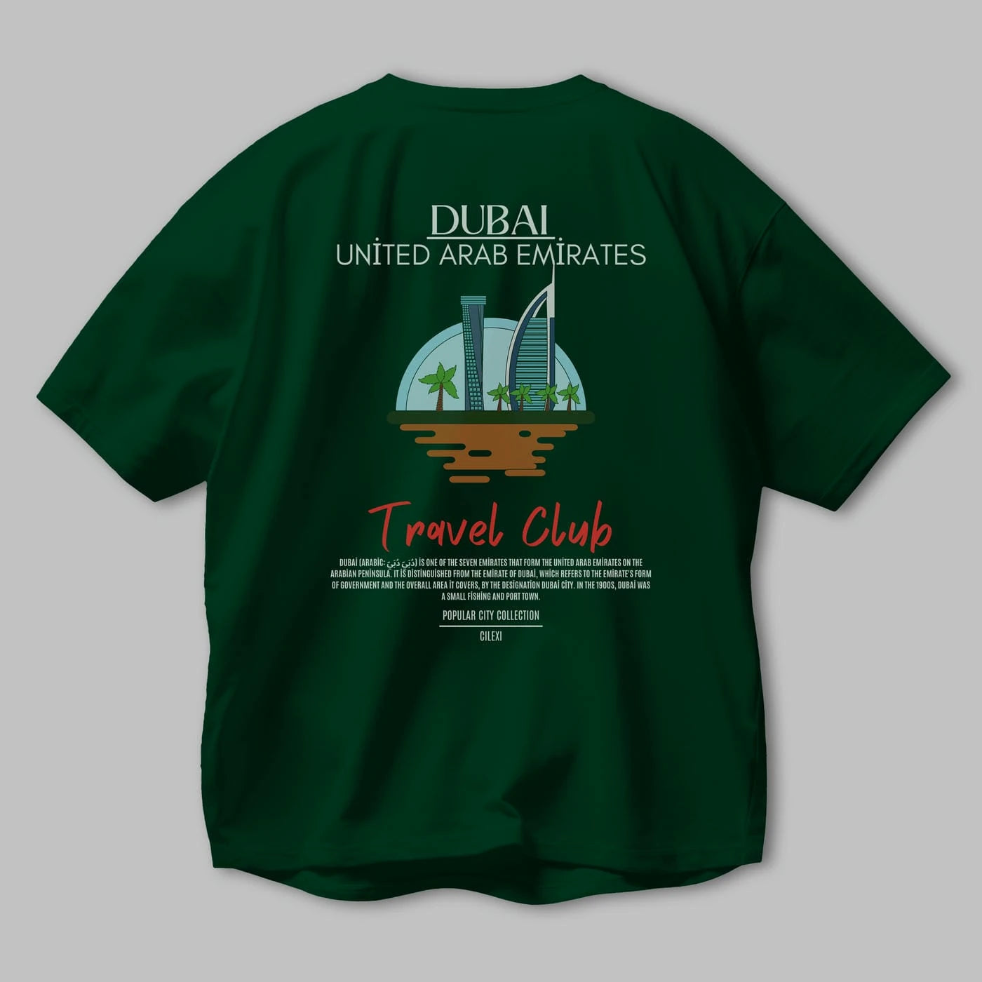 Dubai United Arab Emirates Arka Baskılı Oversize t-shirt Erkek Kadın Pamuk Bisiklet Yaka tişort