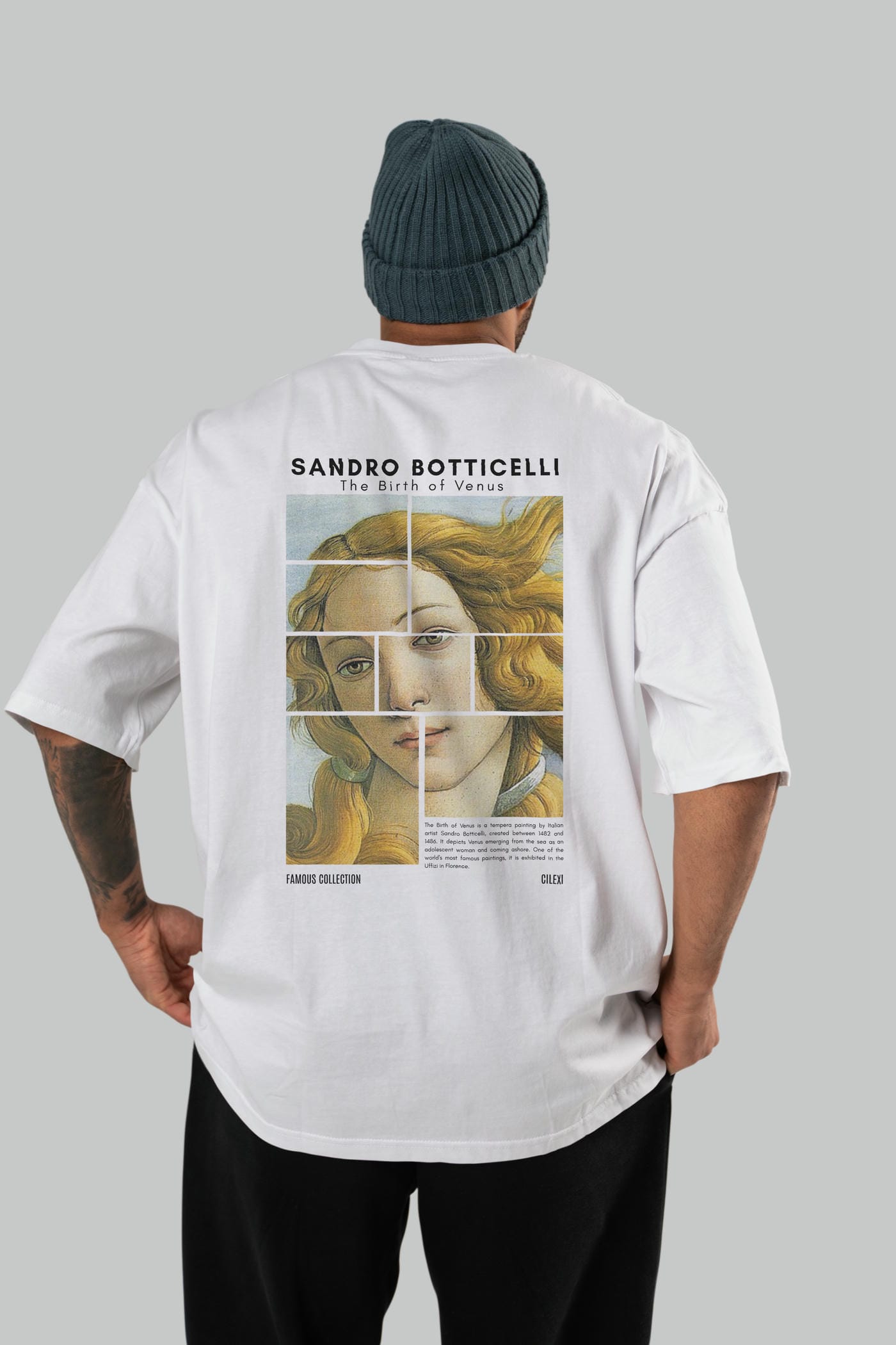 Sandro Botticelli Arka Baskılı Oversize t-shirt Erkek Kadın Bisiklet Yaka Pamuk tişort