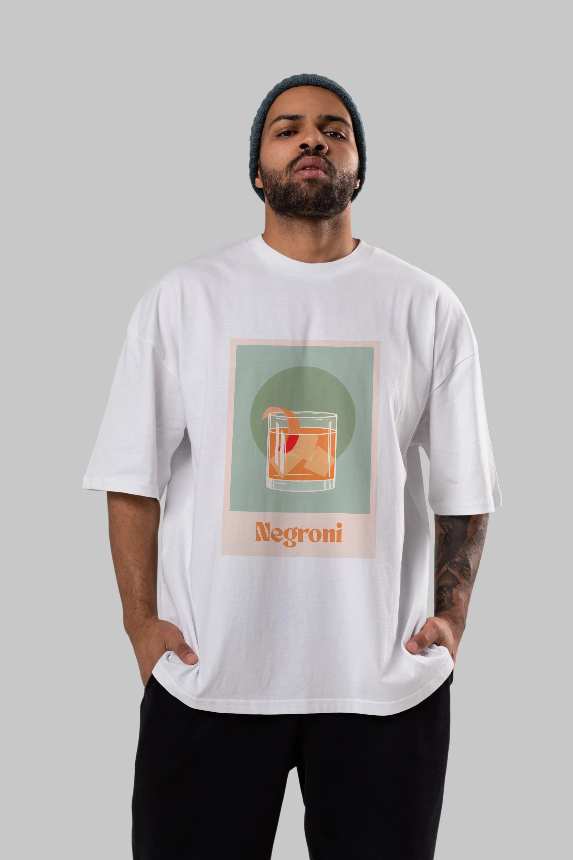 Negroni 5 Ön Baskılı Oversize t-shirt Erkek Kadın Unisex %100 Pamuk Bisiklet Yaka tişort