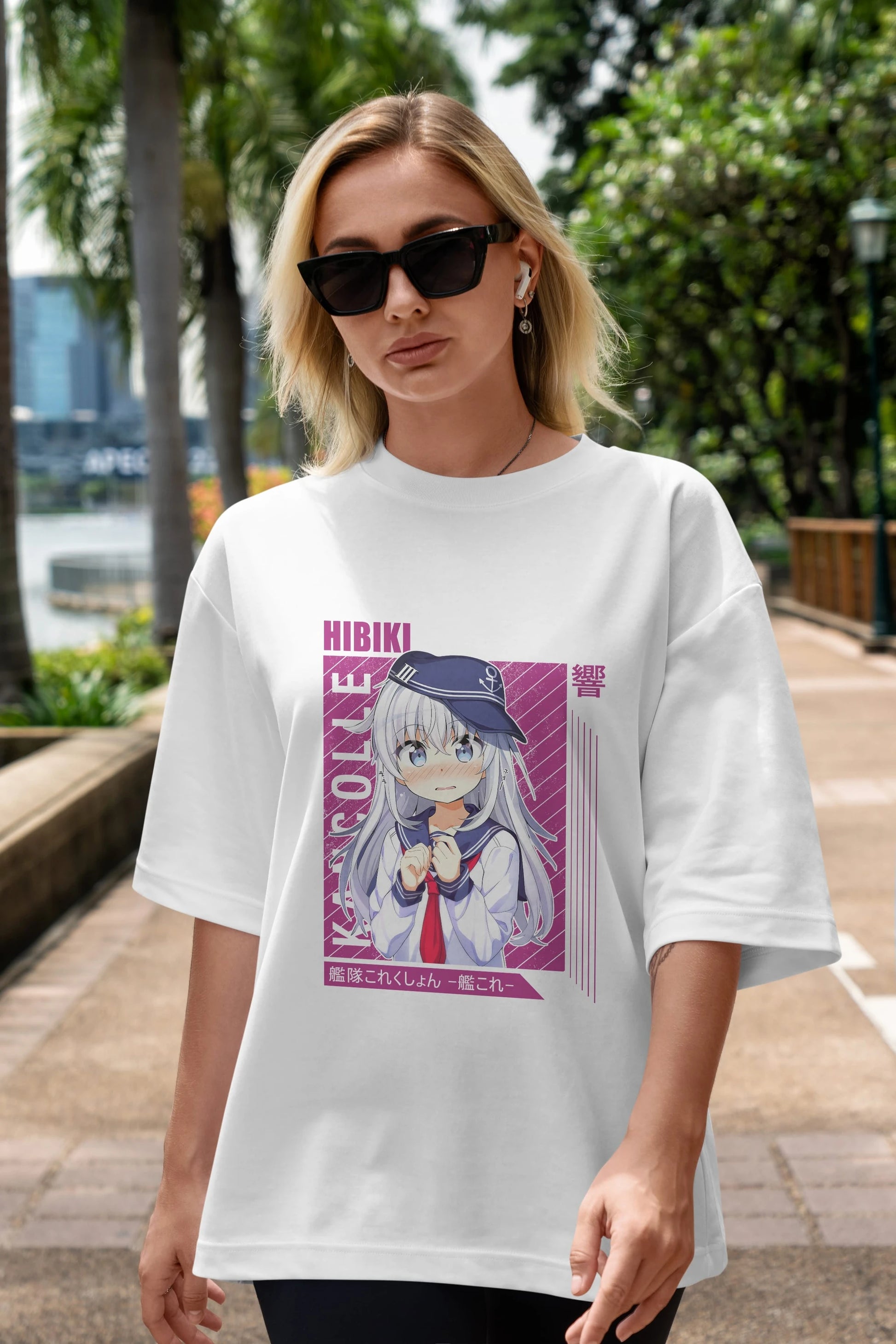Hibiki 4 Anime Ön Baskılı Oversize t-shirt %100 pamuk Erkek Kadın Unisex
