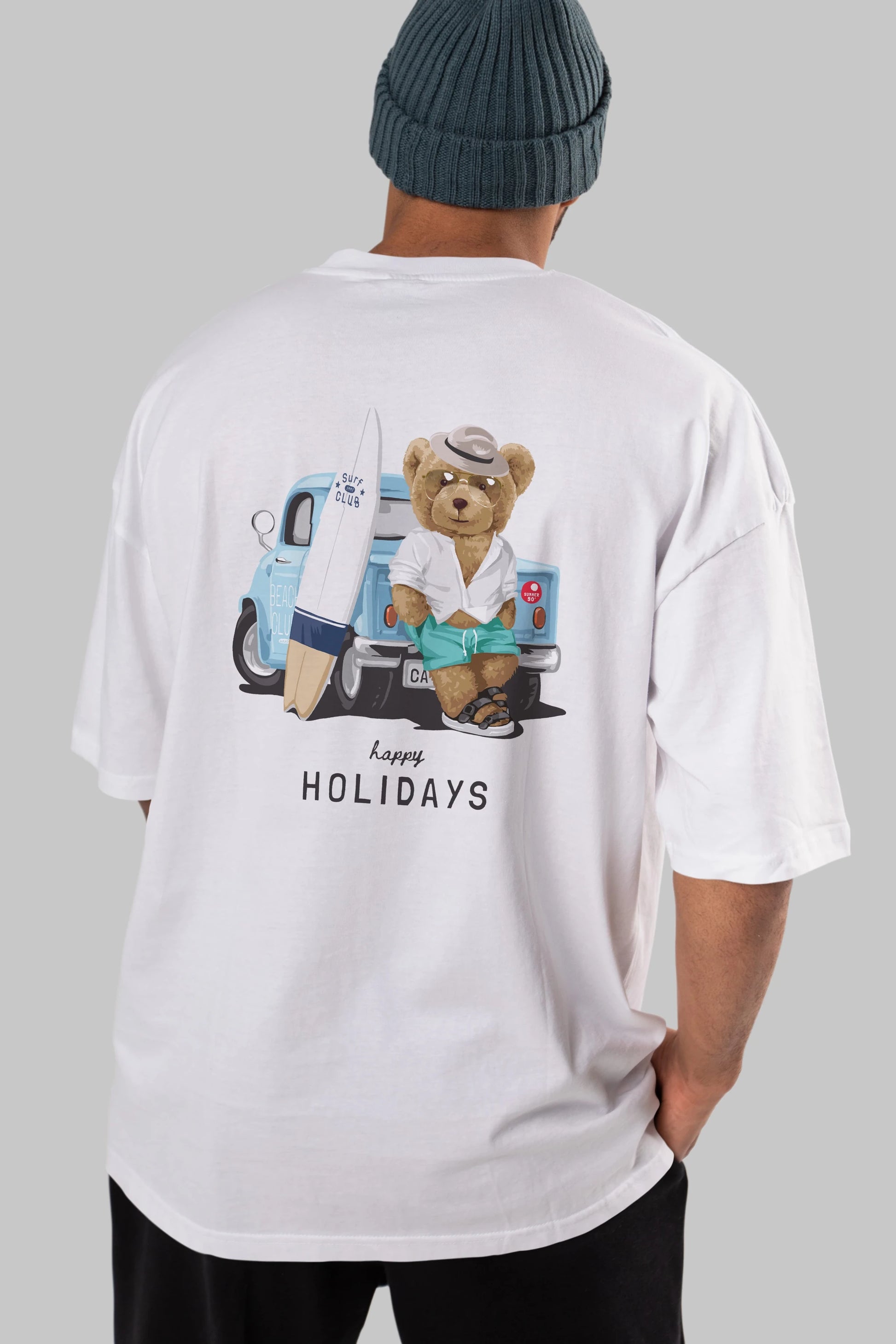 Teddy Bear Surf Club Arka Baskılı Oversize t-shirt Erkek Kadın Unisex %100 Pamuk