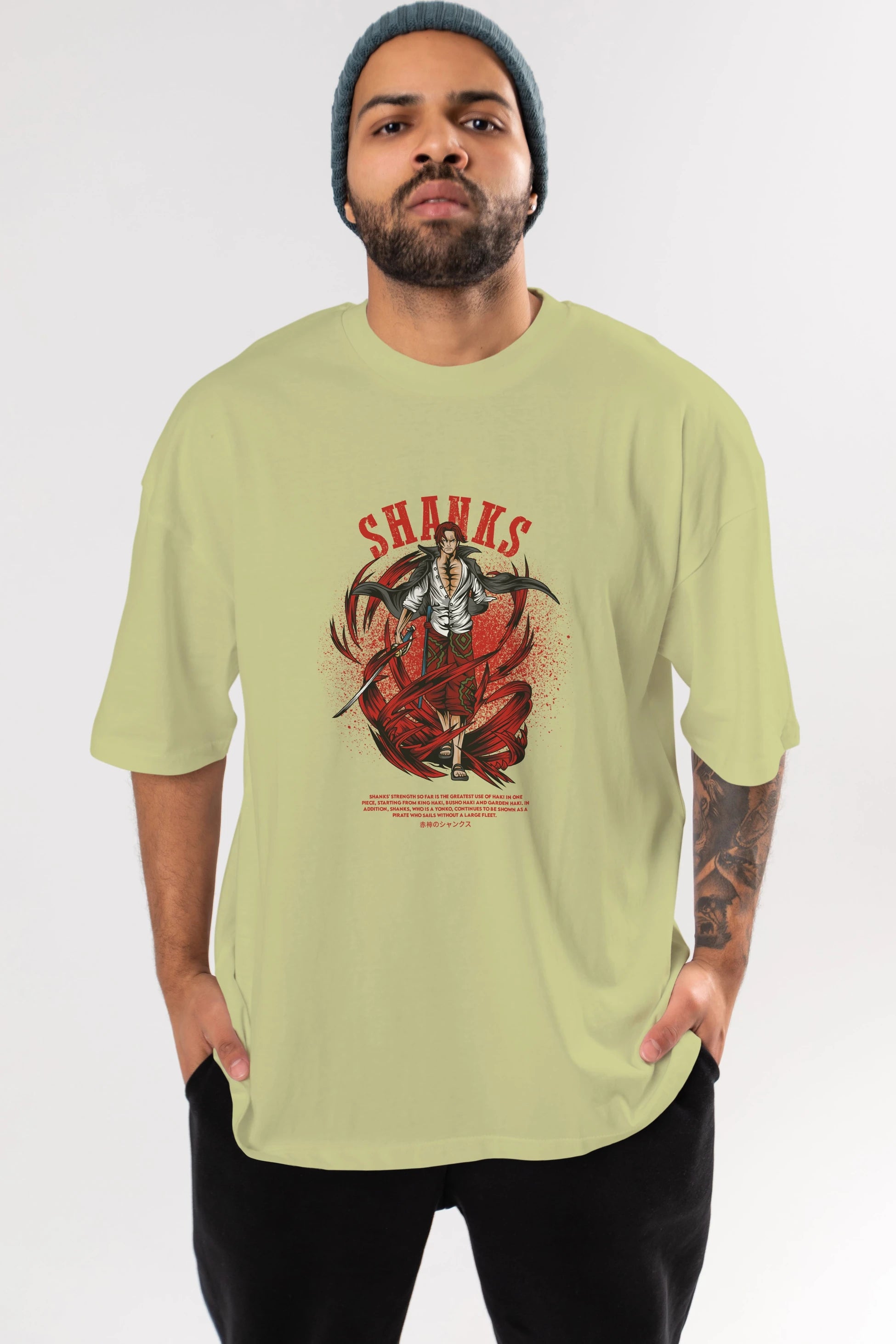 Shanks Anime Ön Baskılı Oversize t-shirt %100 pamuk Erkek Kadın Unisex