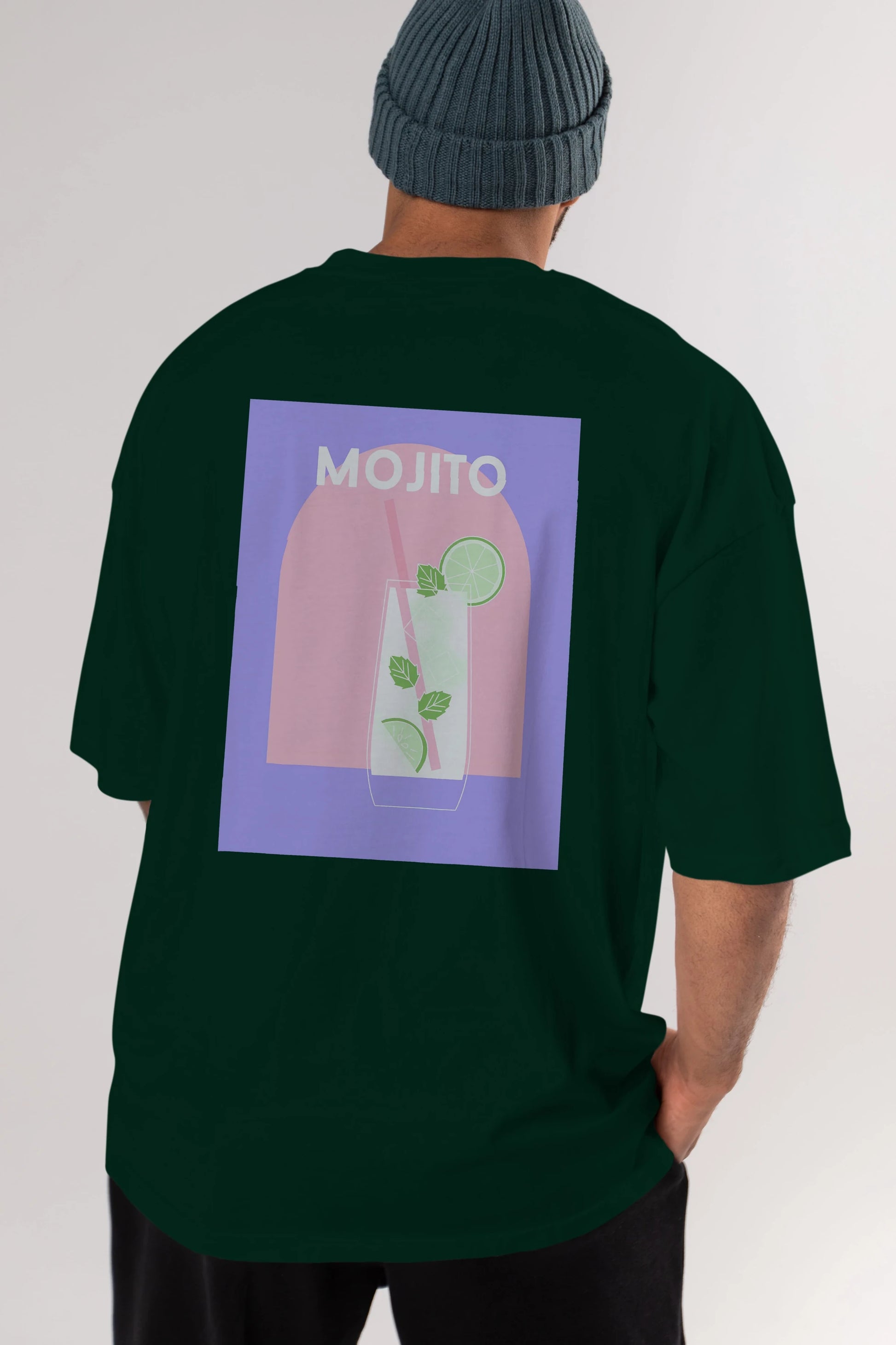 Mojito 2 Arka Baskılı Oversize t-shirt Erkek Kadın Unisex %100 Pamuk Bisiklet Yaka tişort