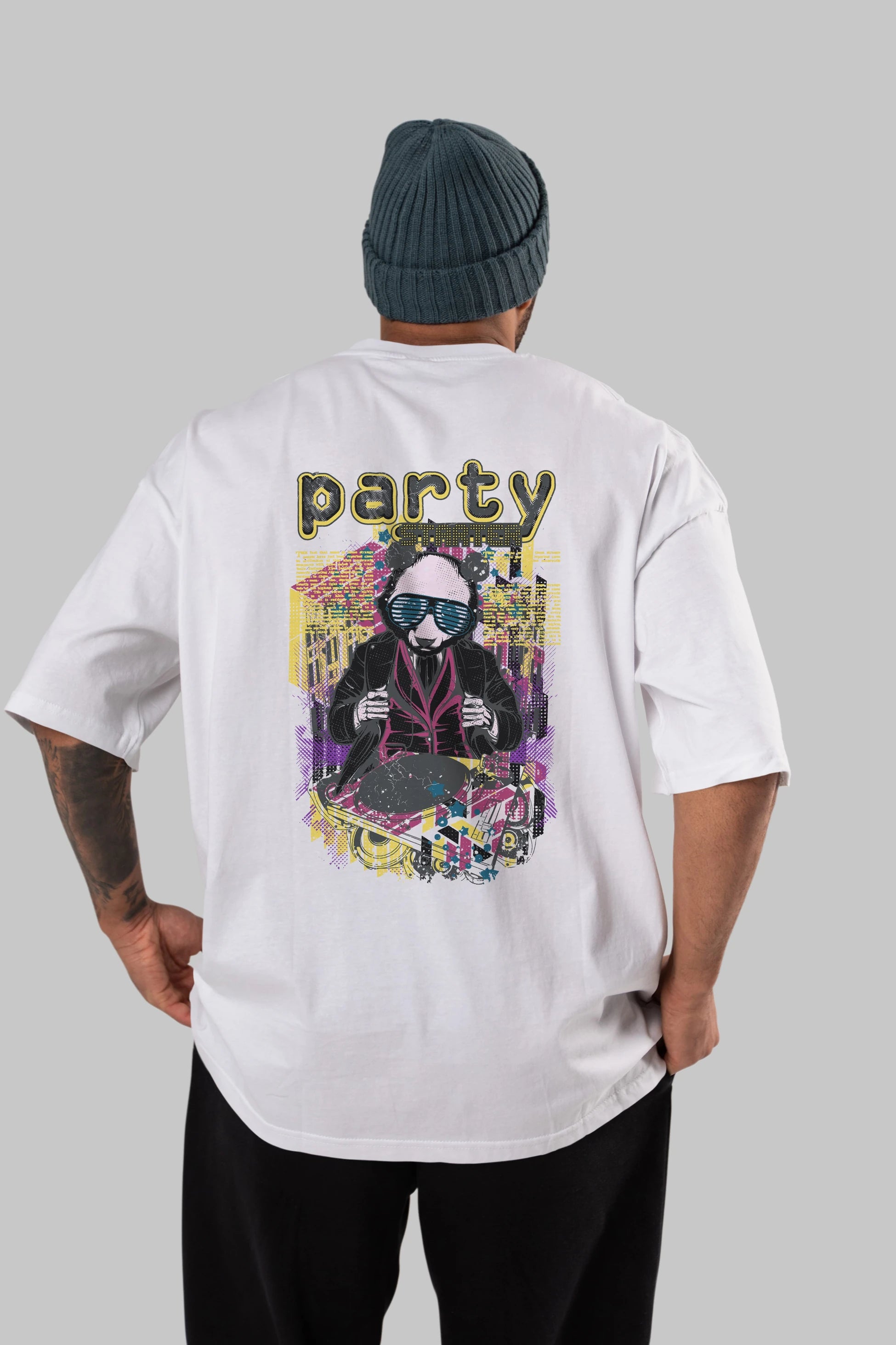 Party Starter Arka Baskılı Oversize t-shirt Erkek Kadın Unisex