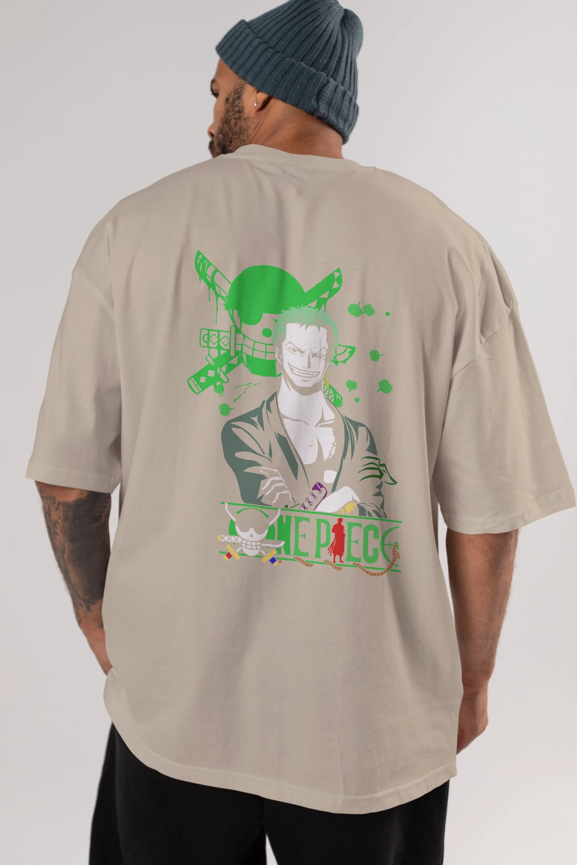 Roronoa Zoro 2 Anime Arka Baskılı Oversize t-shirt Erkek Kadın Unisex %100 pamuk tişort