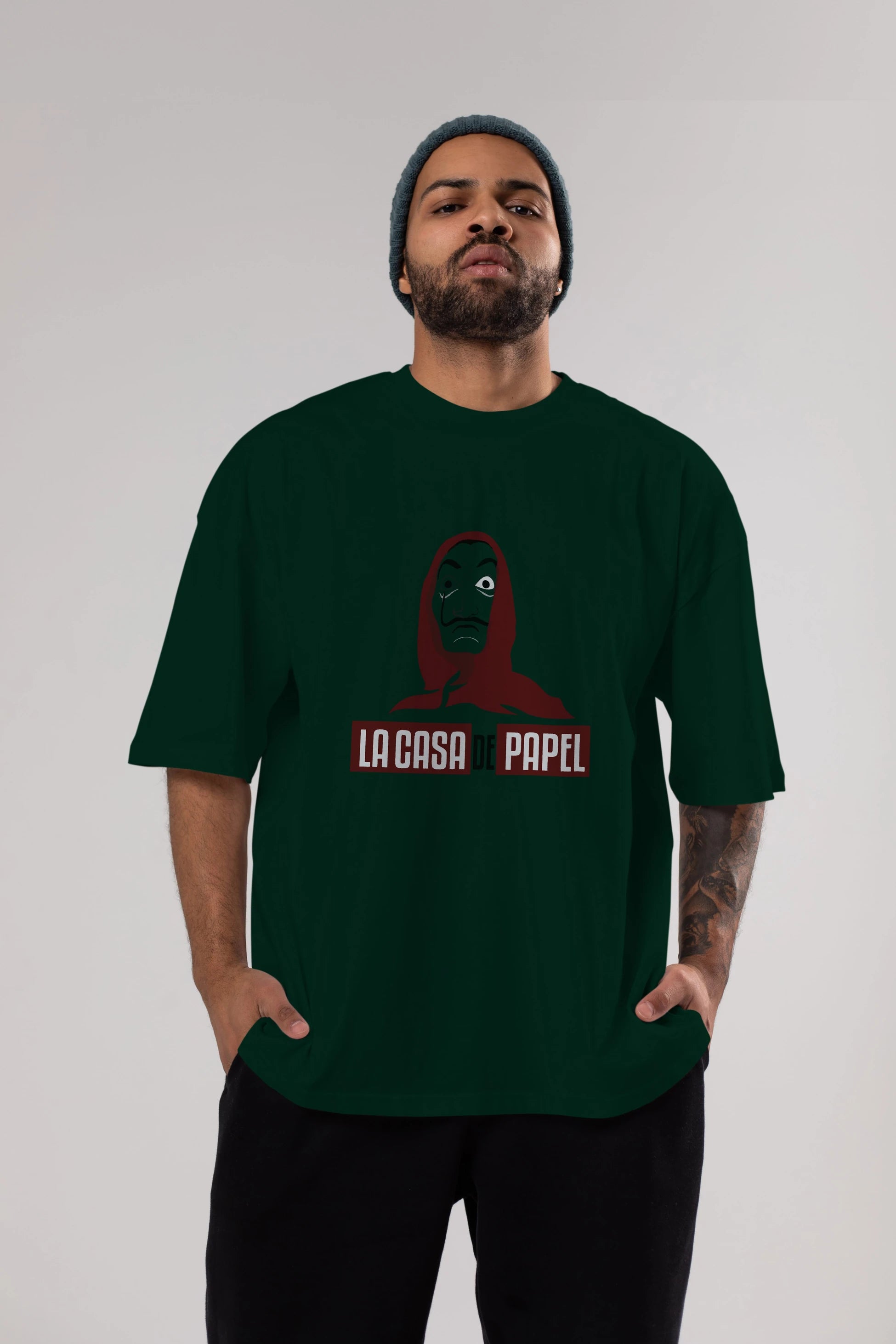 La Casa De Papel (1) Ön Baskılı Oversize t-shirt Erkek Kadın Unisex %100 Pamuk Bisiklet Yaka tişort