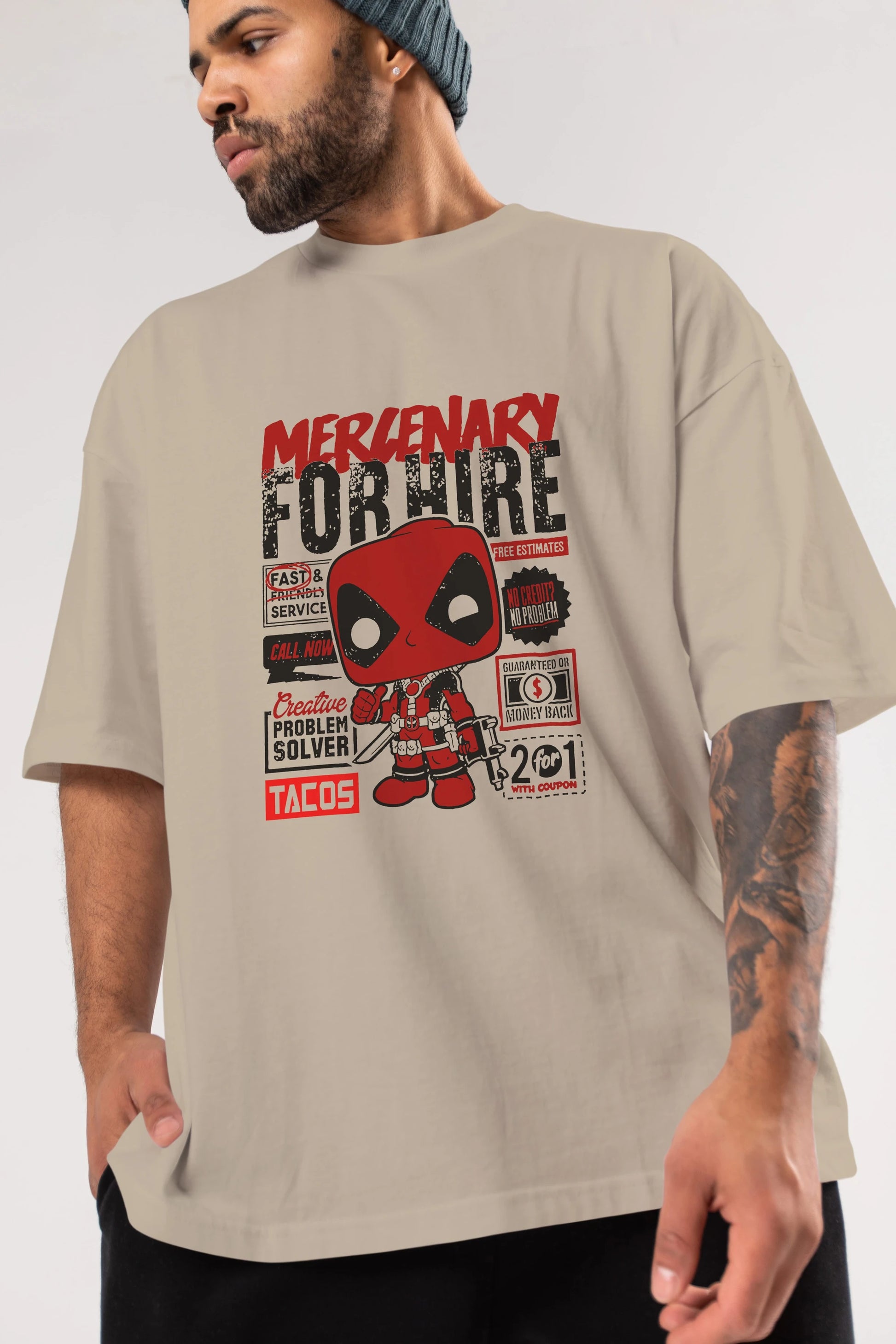 Deadpool (18) Ön Baskılı Oversize t-shirt Erkek Kadın Unisex %100 Pamuk Bisiklet Yaka tişort