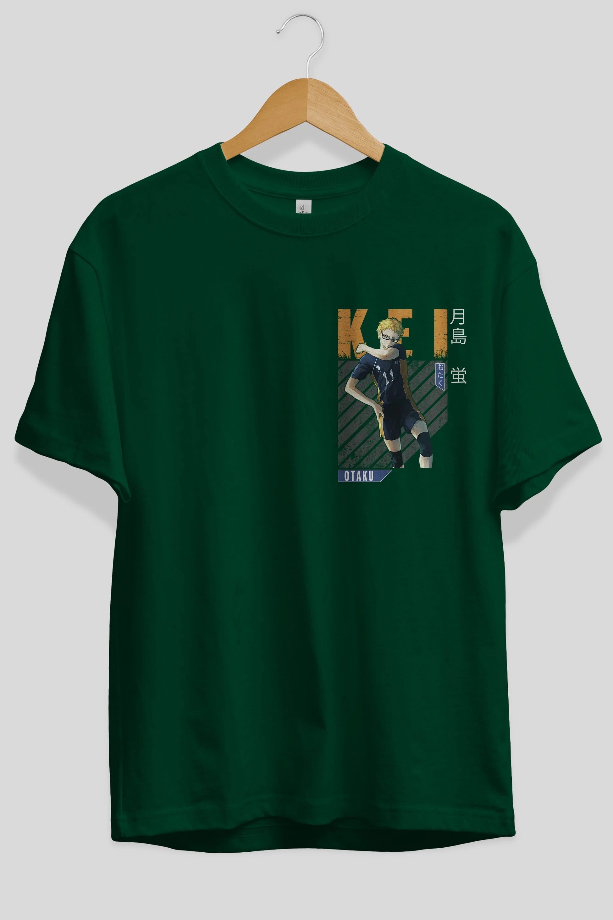 Kei Tsukishima 2 Ön Sol Baskılı Oversize t-shirt Erkek Kadın Unisex %100 Pamuk Bisiklet Yaka tişort