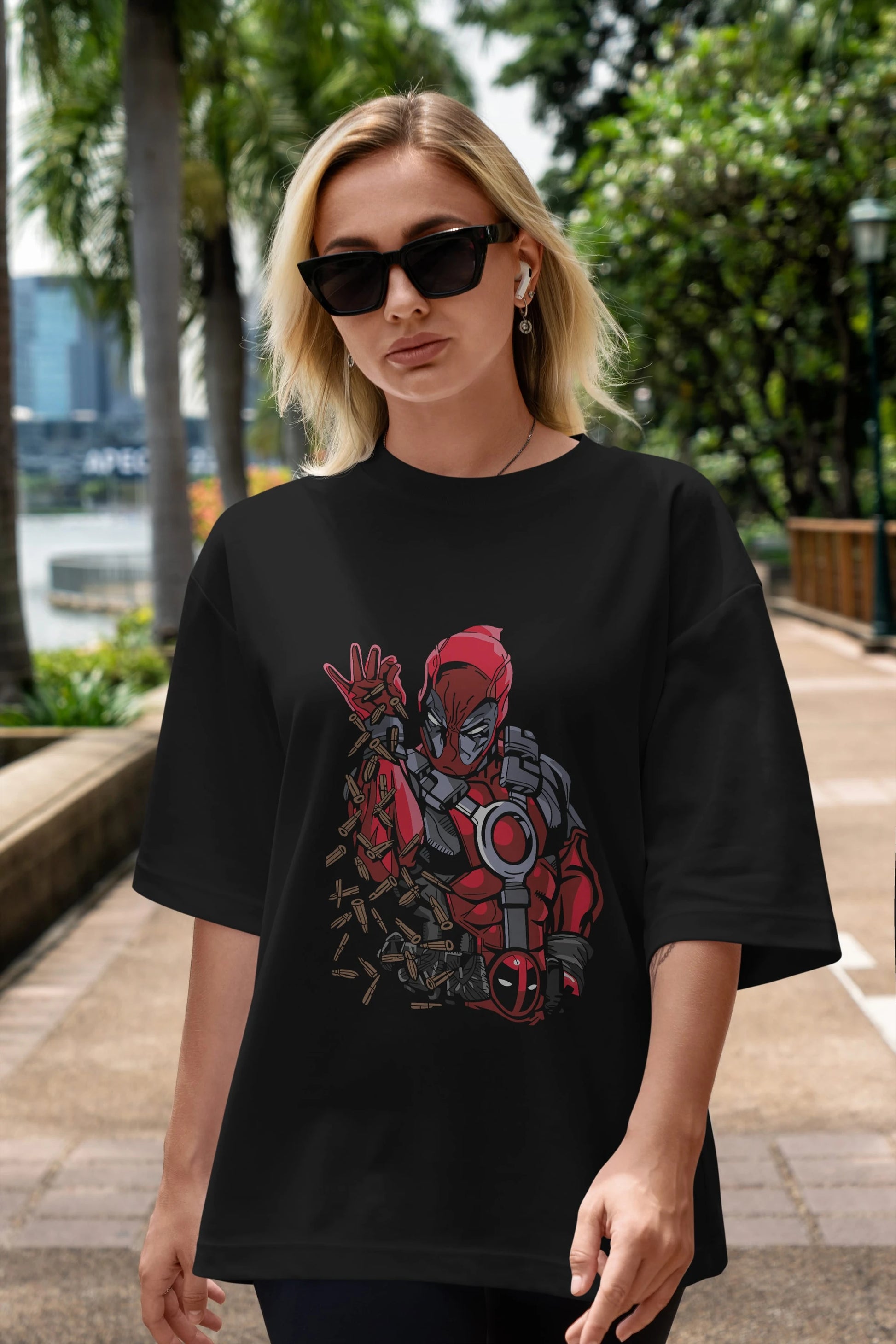 Deadpool (2) Ön Baskılı Oversize t-shirt Erkek Kadın Unisex %100 Pamuk Bisiklet Yaka tişort