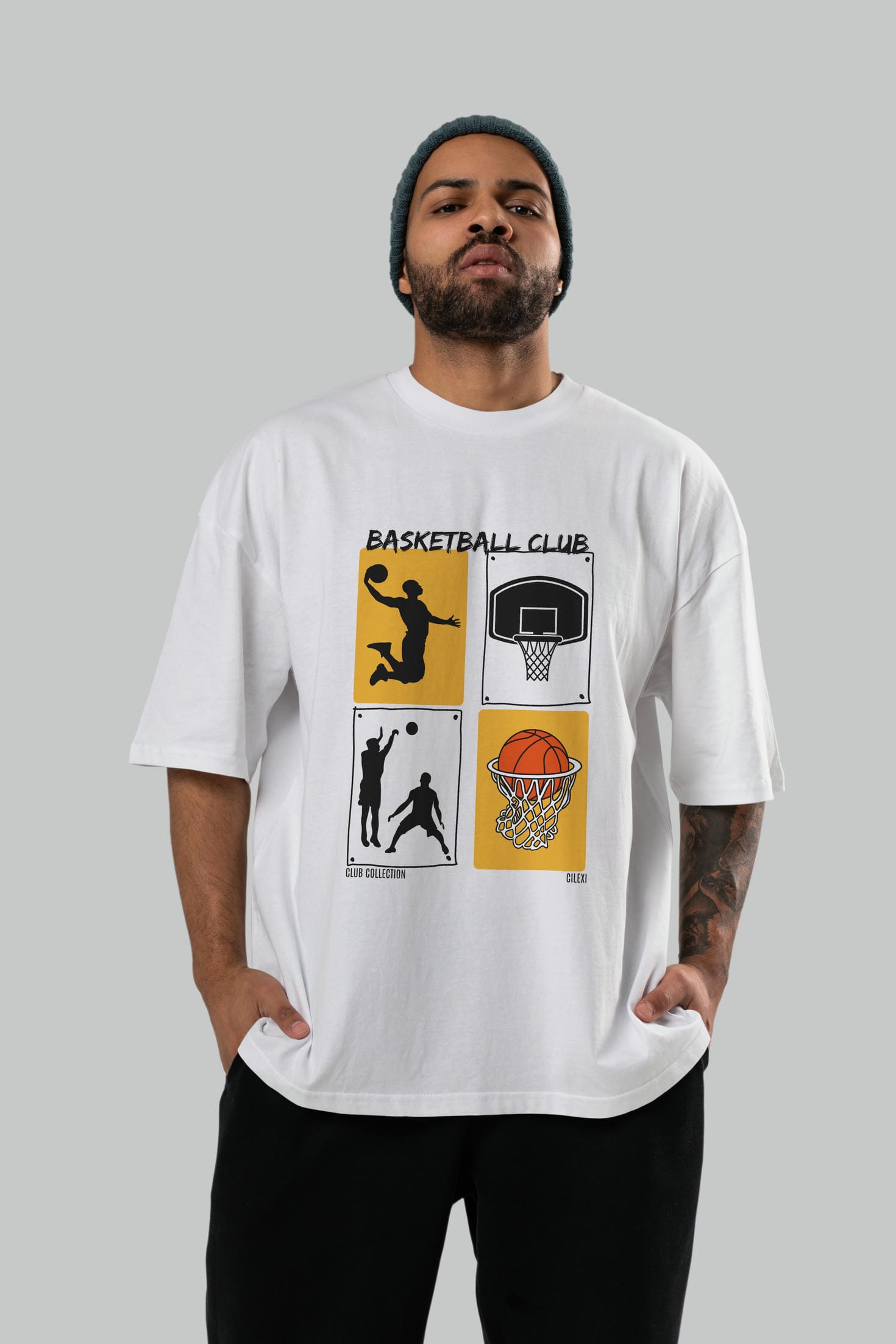 Basketball Club ön Baskılı Oversize t-shirt Erkek Kadın %100 Pamuk Bisiklet Yaka tişort