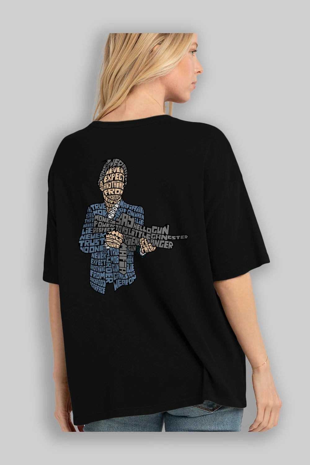 Mafia Arka Baskılı Oversize t-shirt %100 pamuk Erkek Kadın Unisex