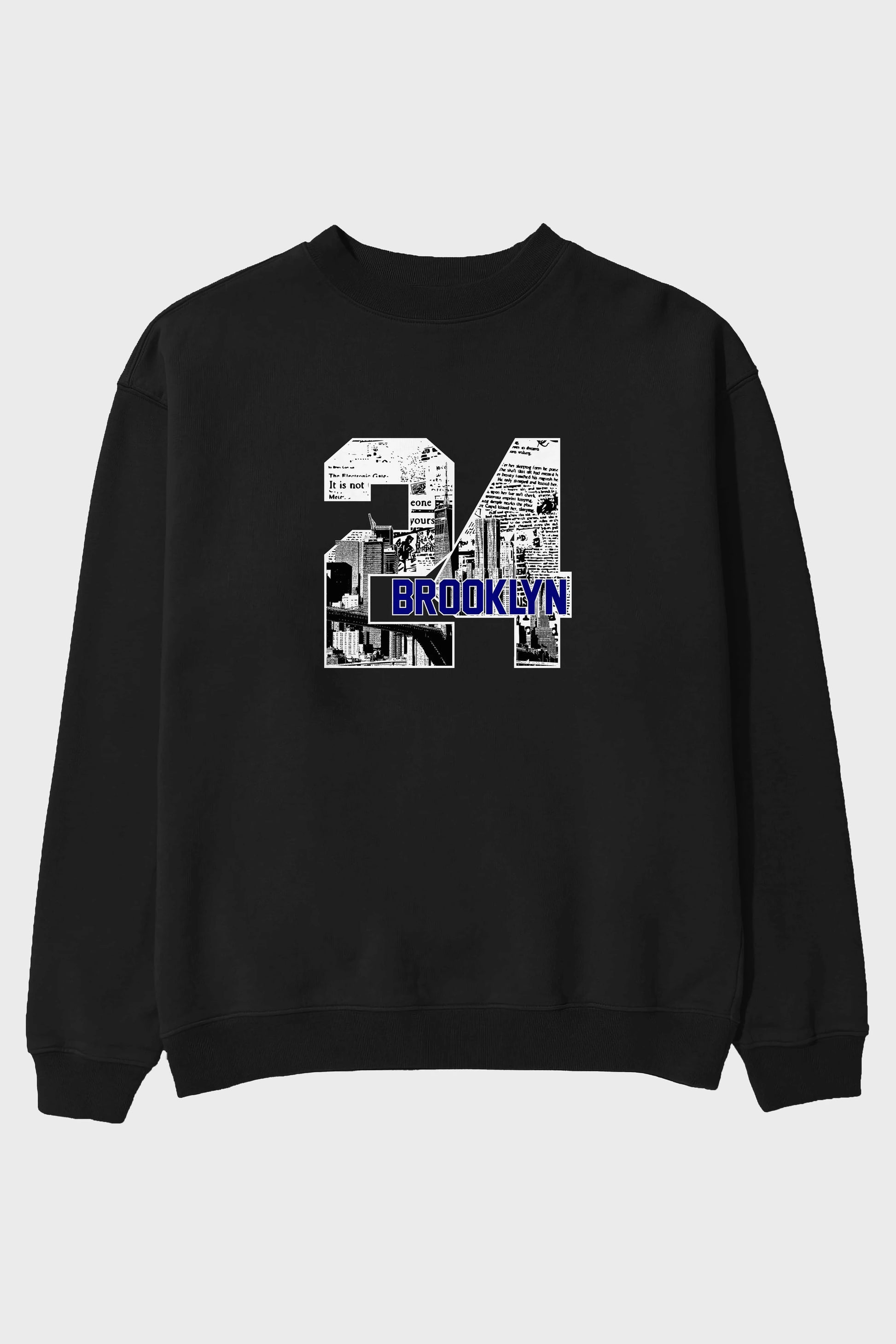 Brooklyn 24 Ön Baskılı Oversize Sweatshirt Erkek Kadın Unisex