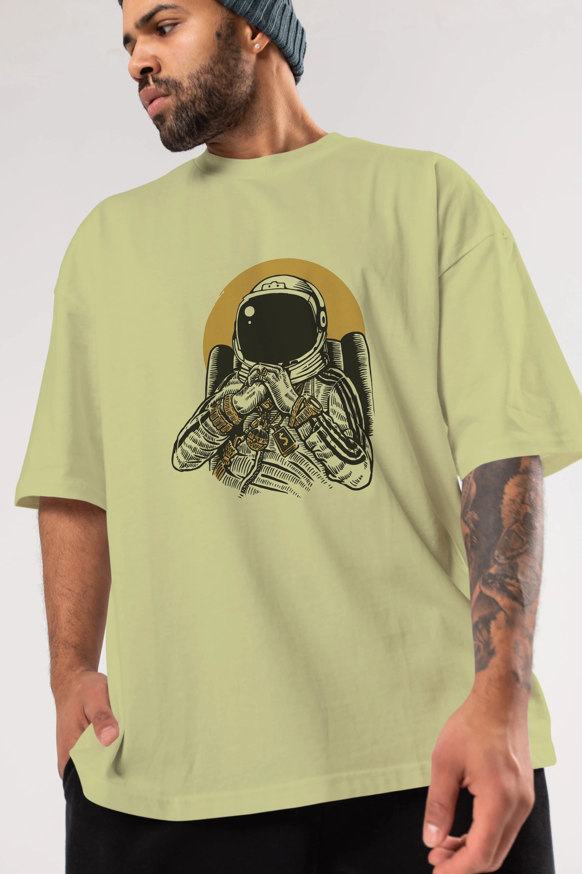 Space Dee Jay Ön Baskılı Oversize t-shirt Erkek Kadın Unisex %100 Pamuk tişort